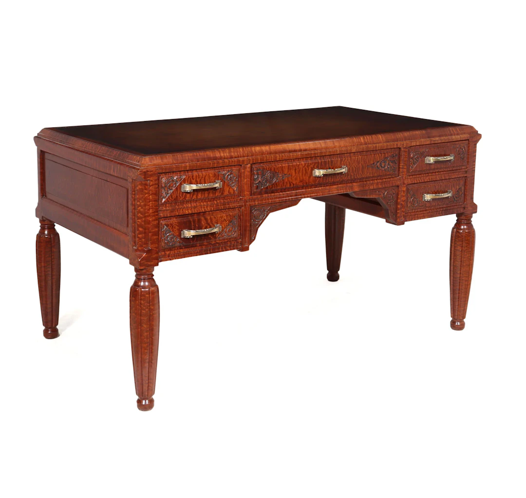 French Art Deco Desk in Pomelle Sapele