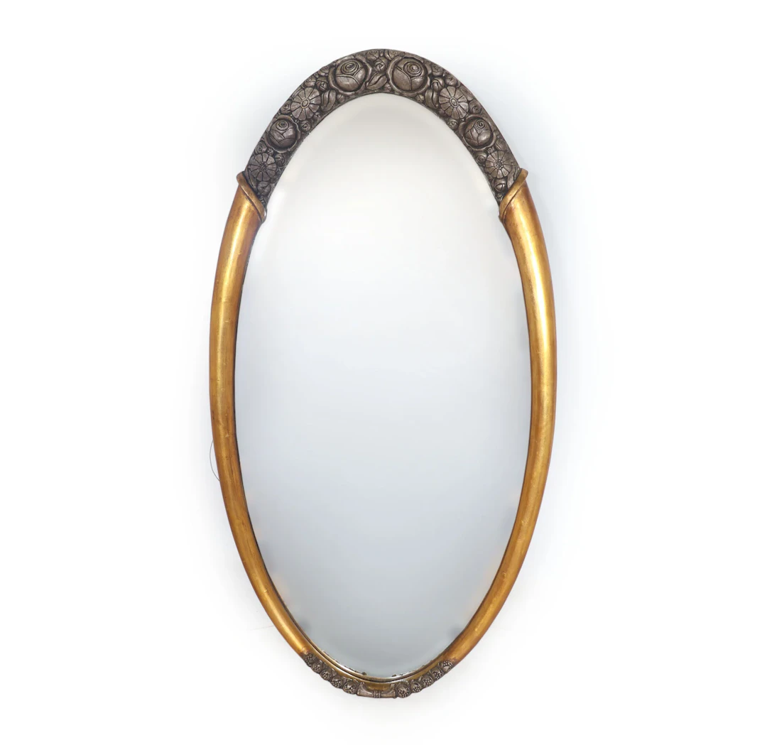 Art Deco Parcel Gilt Oval Mirror By Sue et Mare 1925