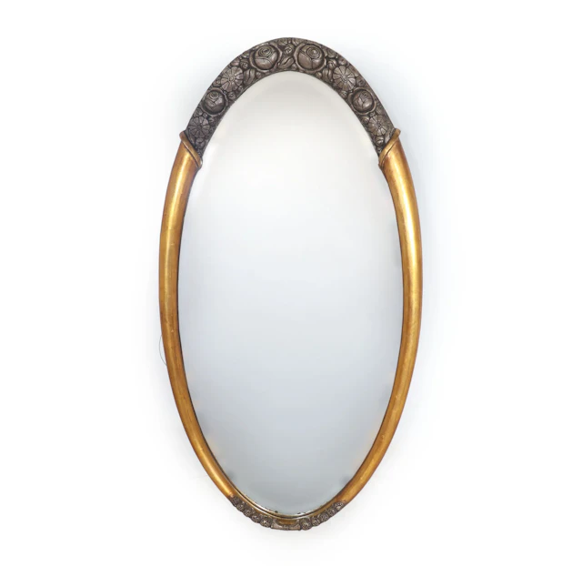 Art Deco Parcel Gilt Oval Mirror By Sue et Mare 1925