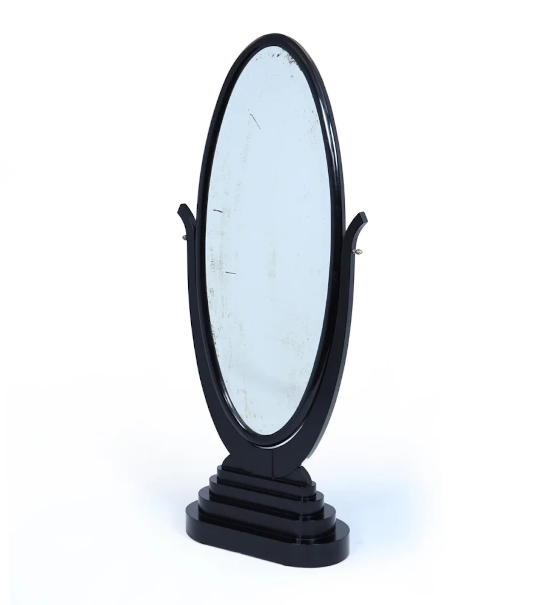 French Art Deco Cheval Mirror with Ebonised Frame