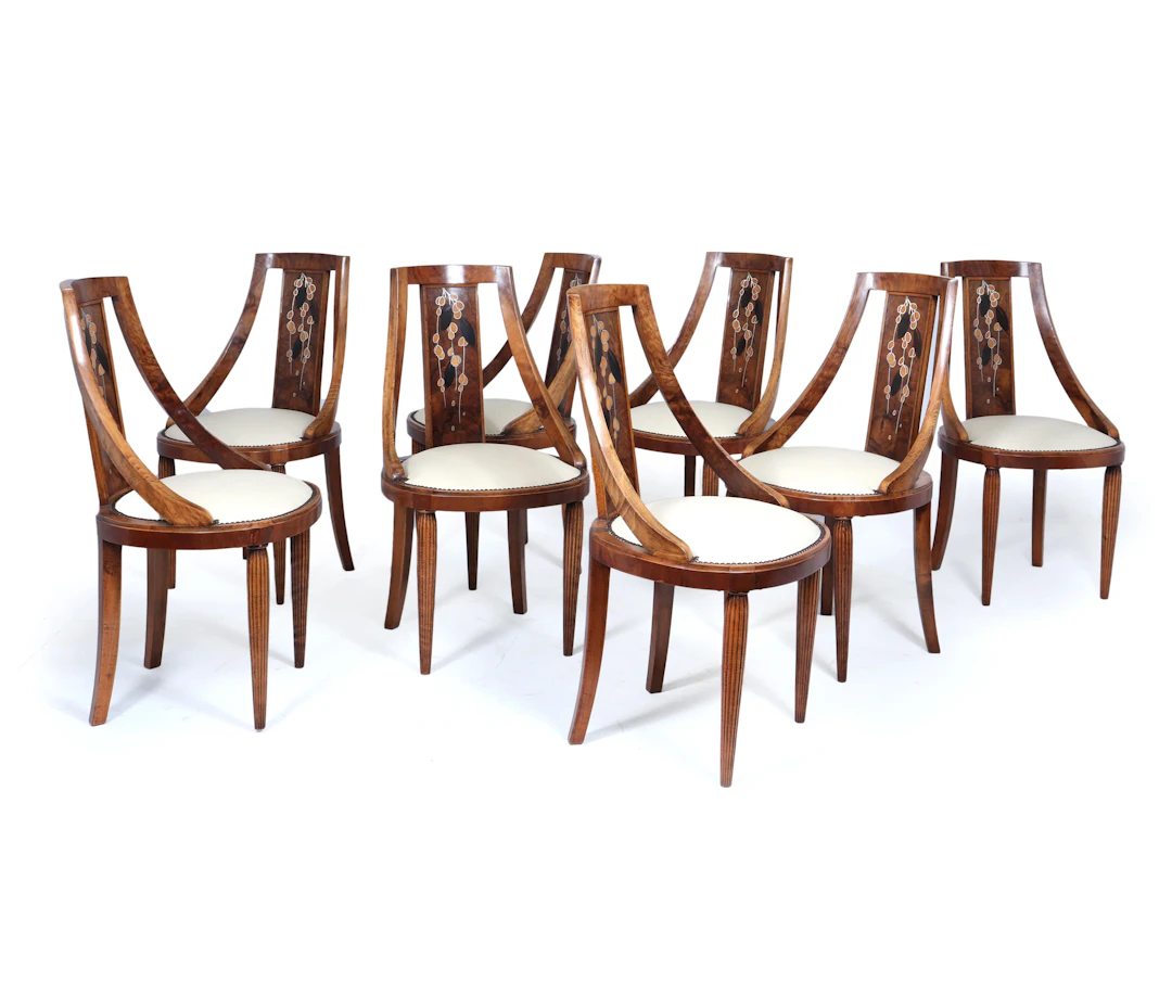 Set of Eight Art Deco Dining Chairs by Michel Dufet