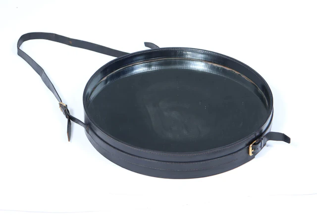 Stitched Leather Mirror by Jacques Adnet