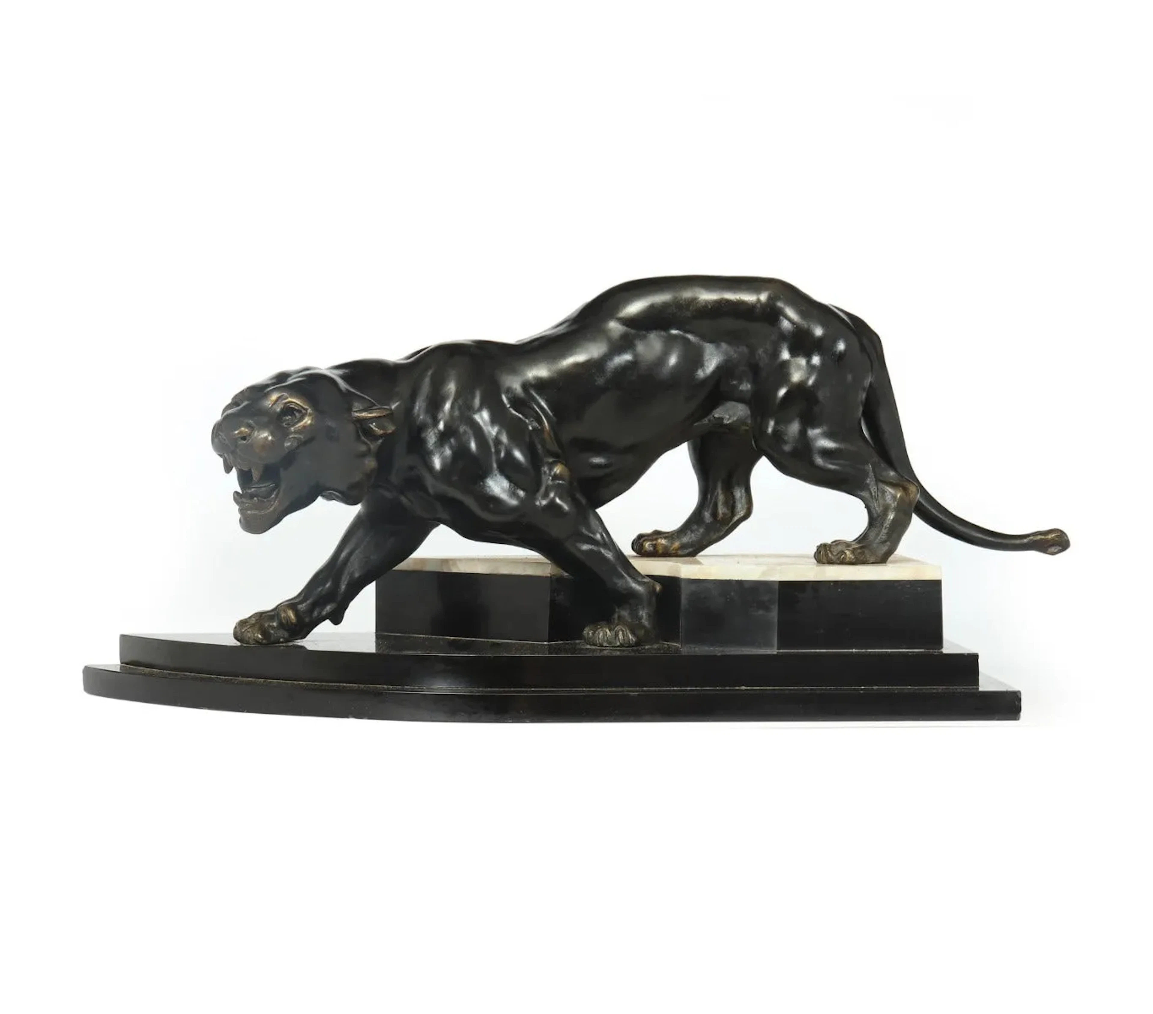 Art Deco Bronze Tiger By Thomas Cartier c1925