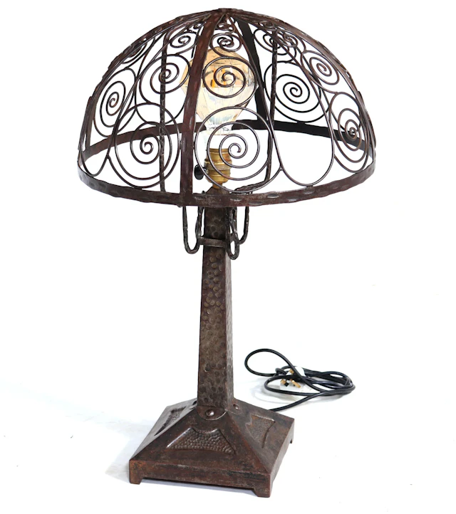Art Deco Wrought Iron Lamp c1930