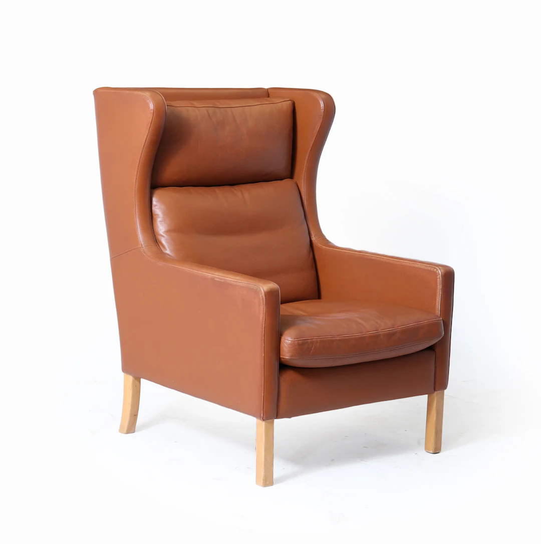 Danish Leather Highback Armchair by Stouby – Circa 1970