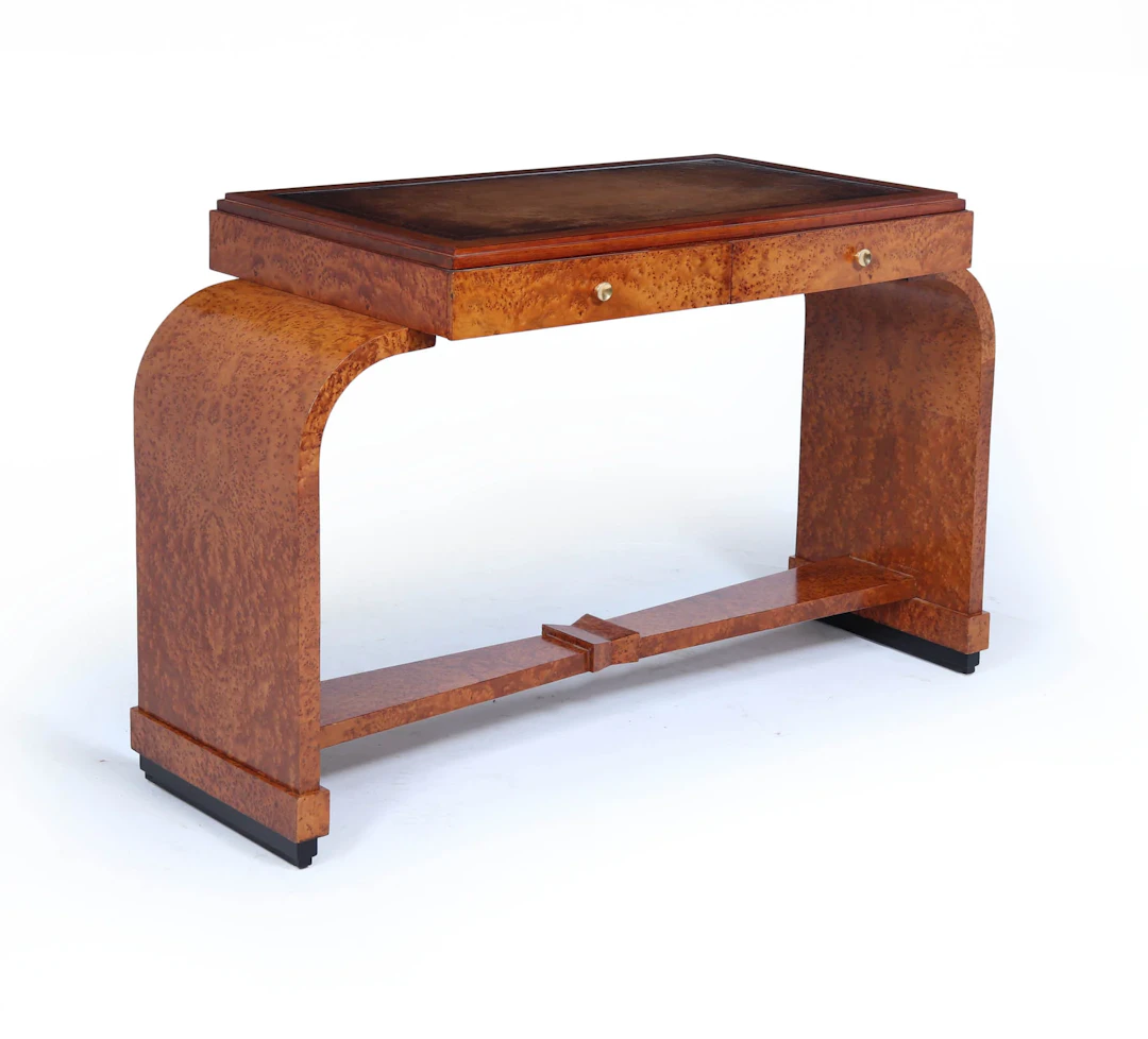 French Art Deco Writing Table in Burr Yew