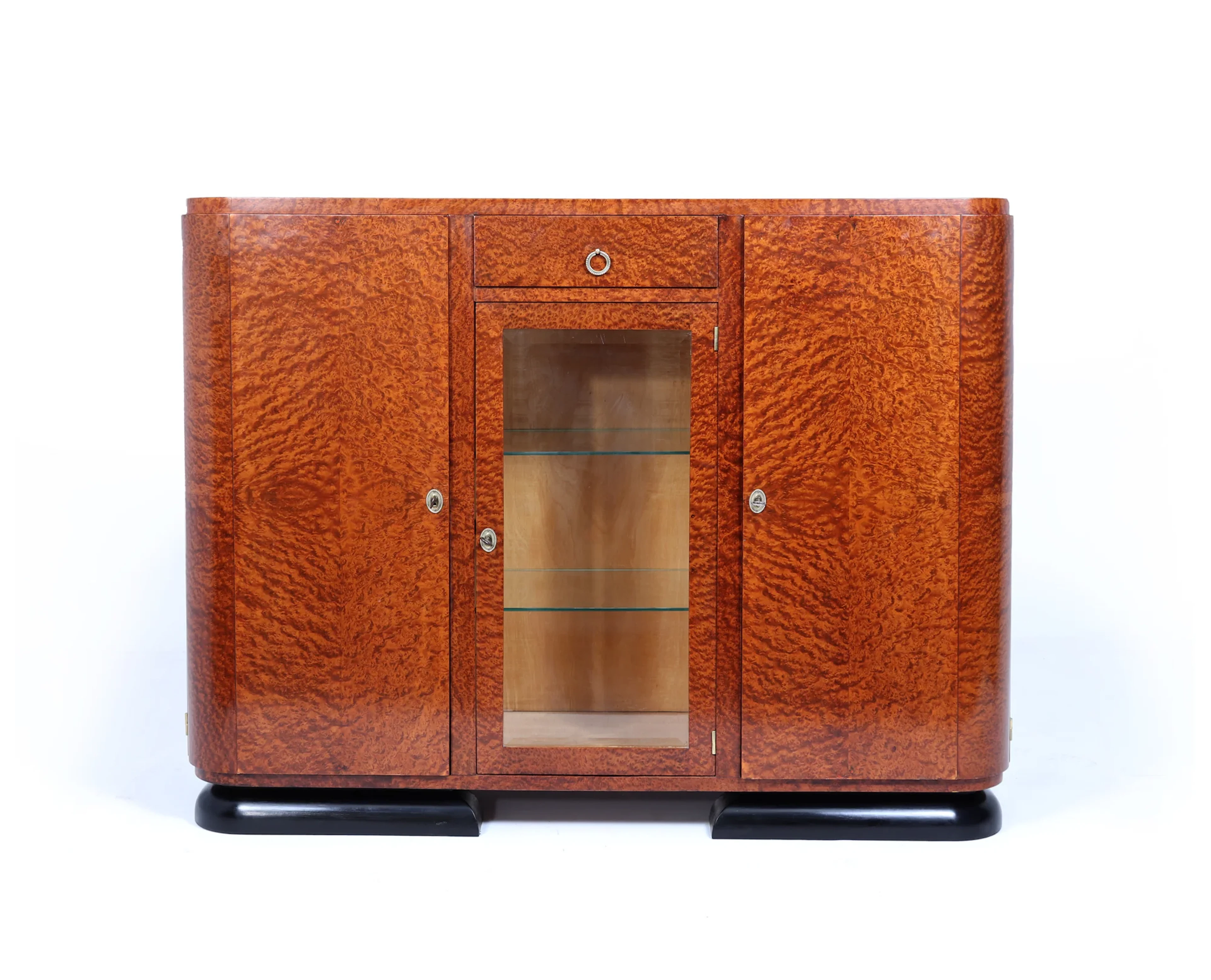 French Art Deco Burr Thuya Display Sideboard