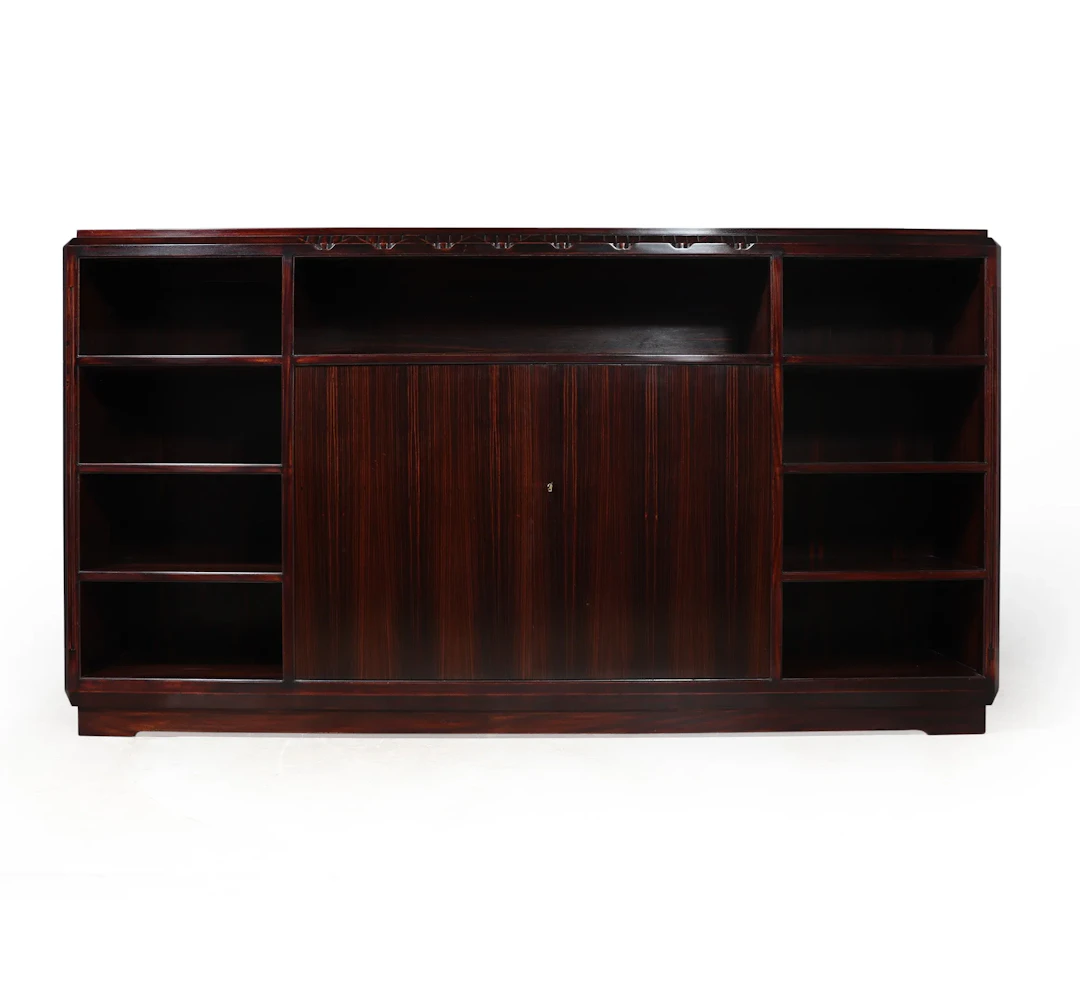 French Art Deco Macassar Ebony Library Bookcase by Louis Majorelle