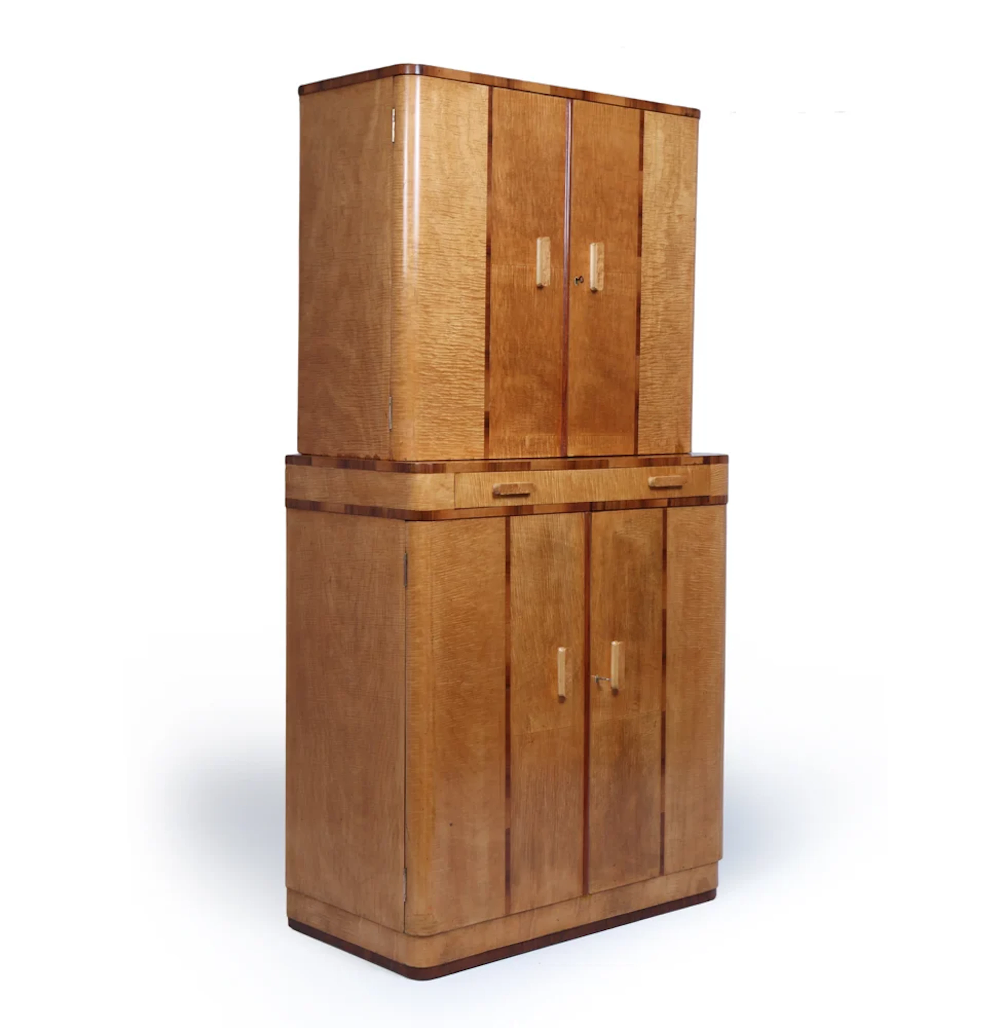 English Art Deco Sycamore Cocktail Cabinet by Epstein, c.1930s