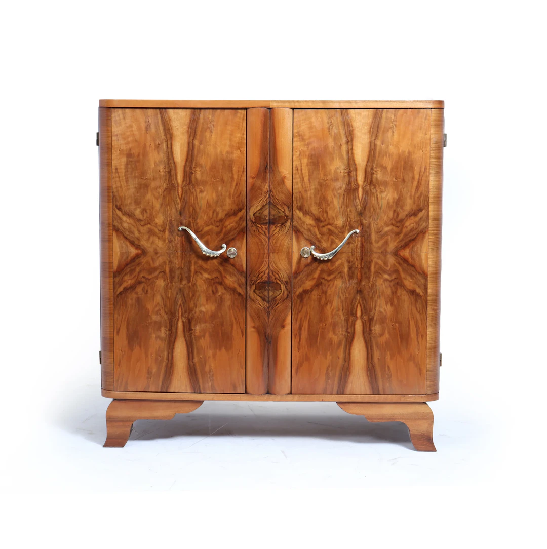 French Art Deco Figured Walnut Two-Door Buffet, Circa 1930
