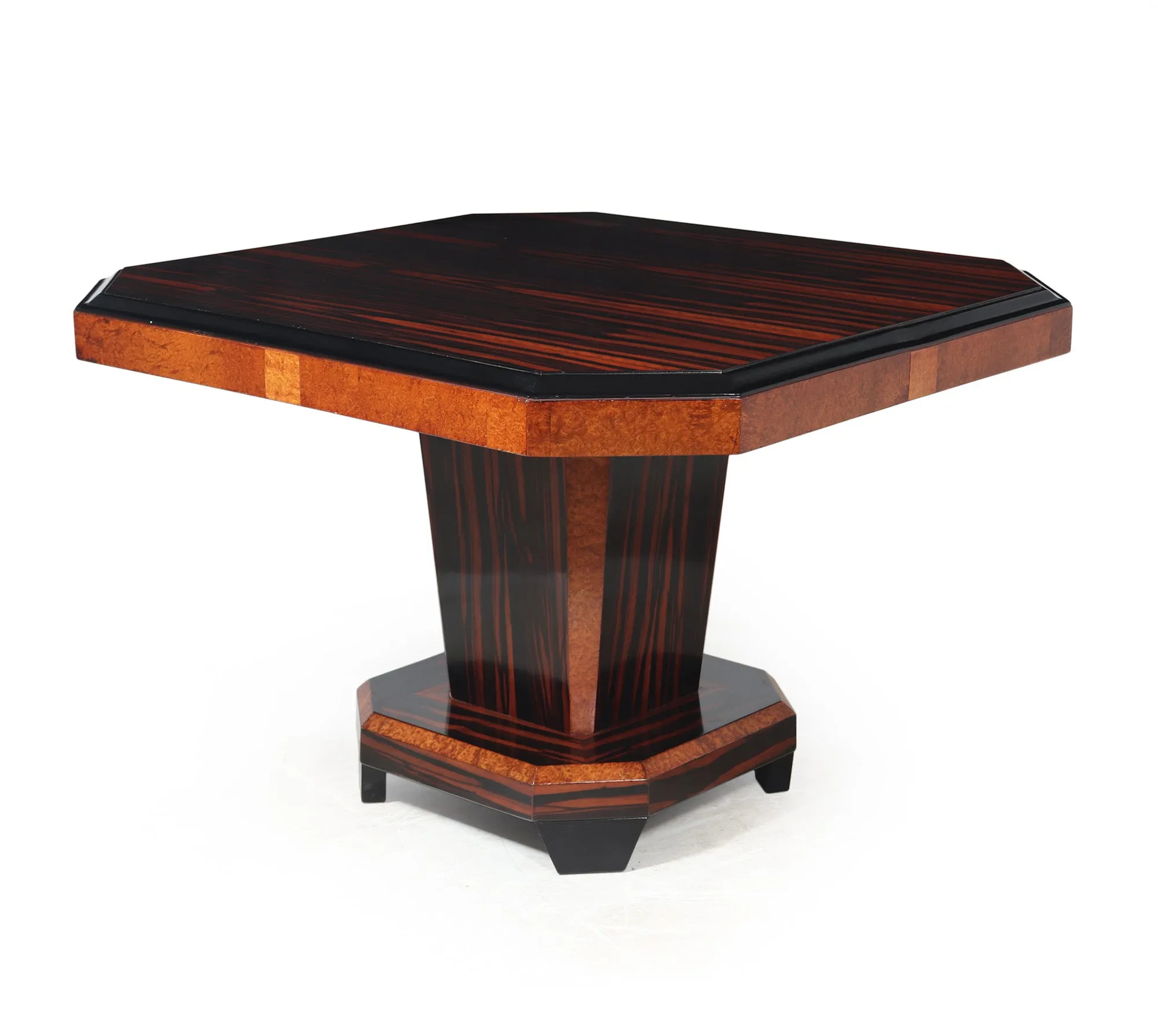French Art Deco Dining Table in Macassar Ebony and Amboyna