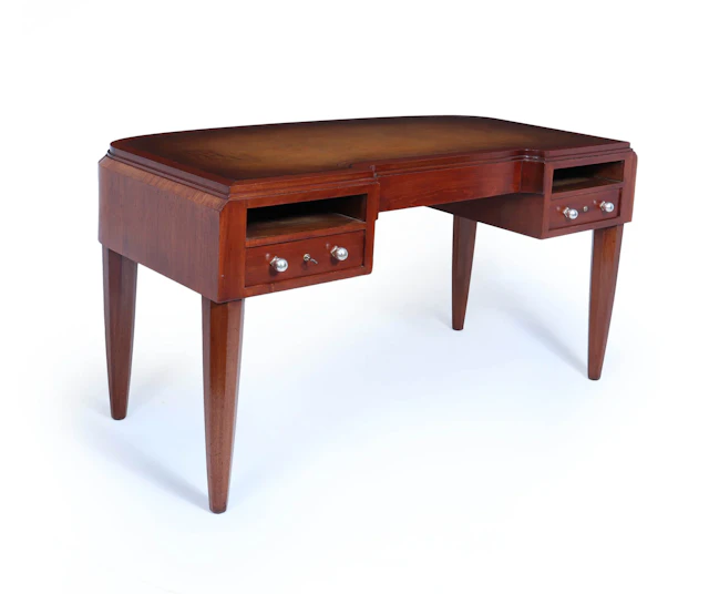 French Art Deco Desk in Mahogany and Satinwood