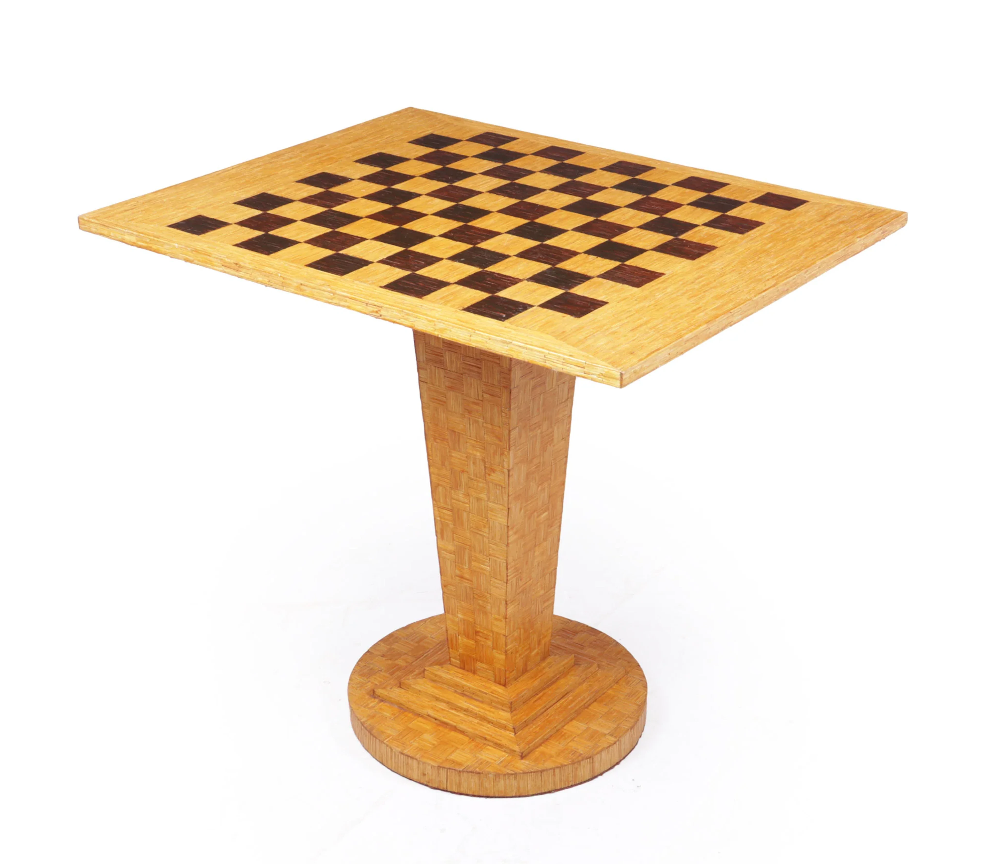 Art Deco Draughts Table in Straw Work c1930