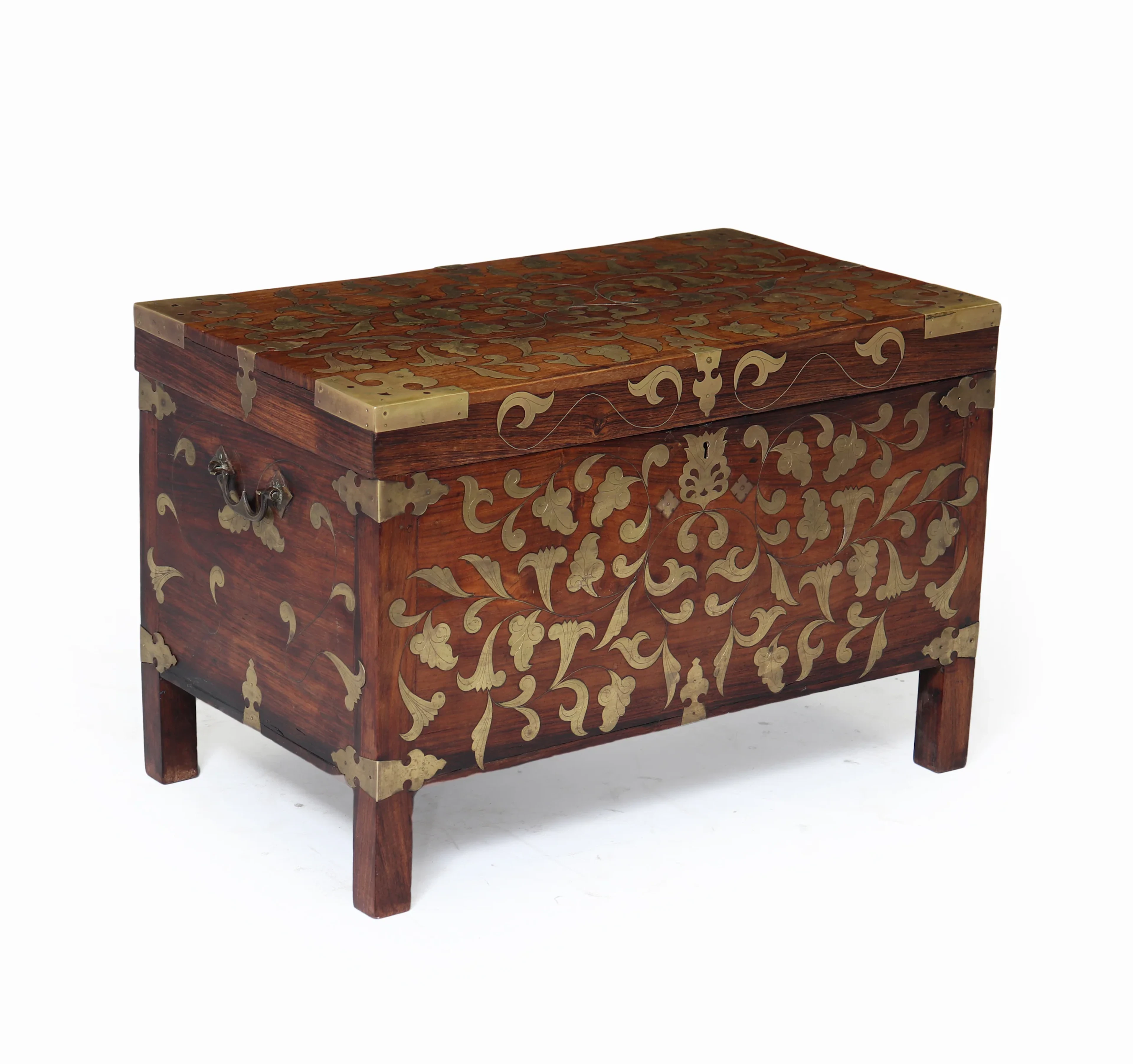 Anglo-Indian Brass-Inlaid Padauk Chest, c.1860