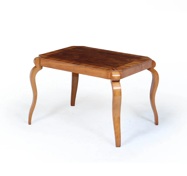 Italian Art Deco Walnut & Zebrano Side Table – c.1930s