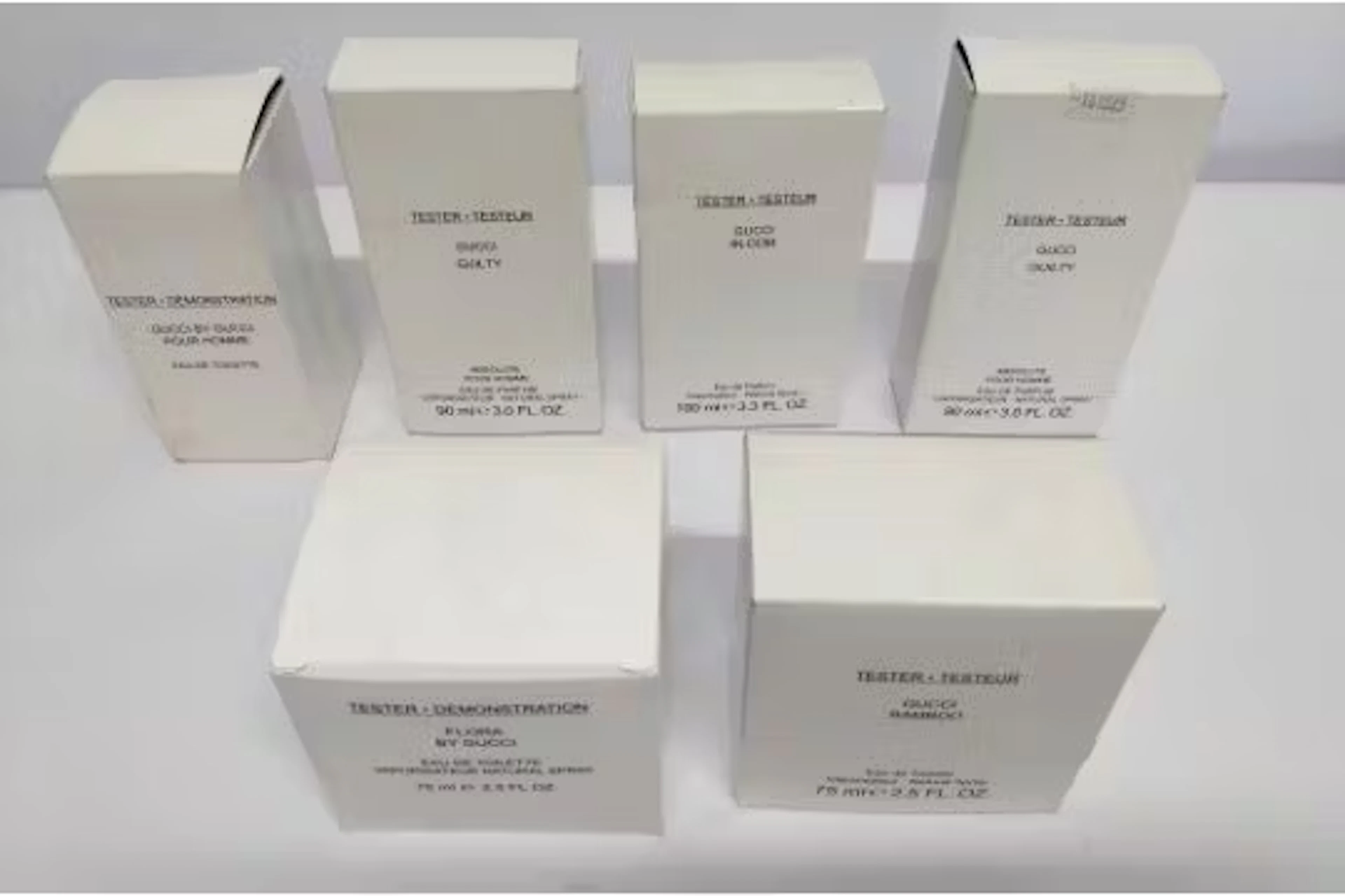 Six Gucci related nearly new perfume testers, various sizes (some
