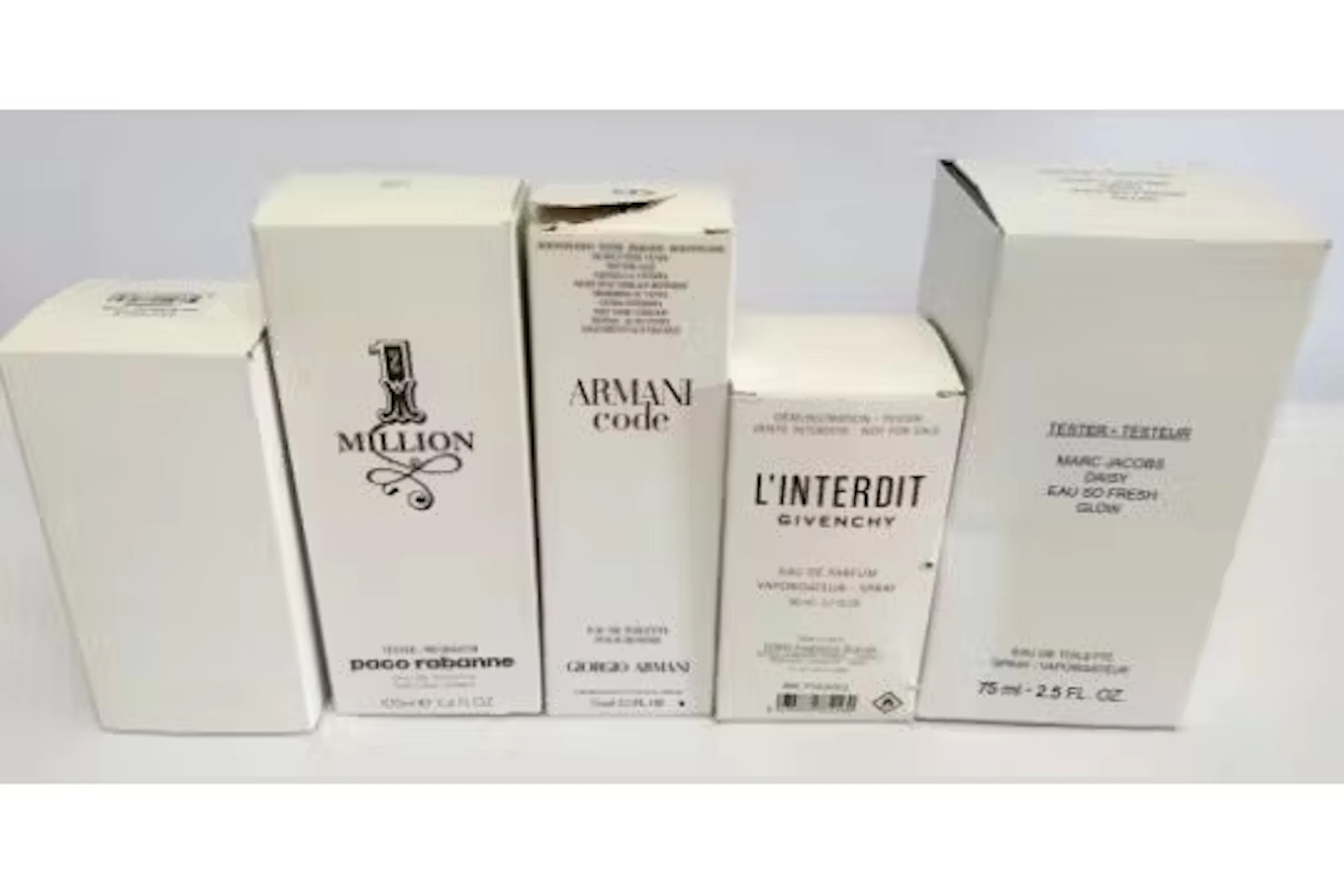 Five nearly new perfumes/testers and related- Marc Jacobs, Givenchy
