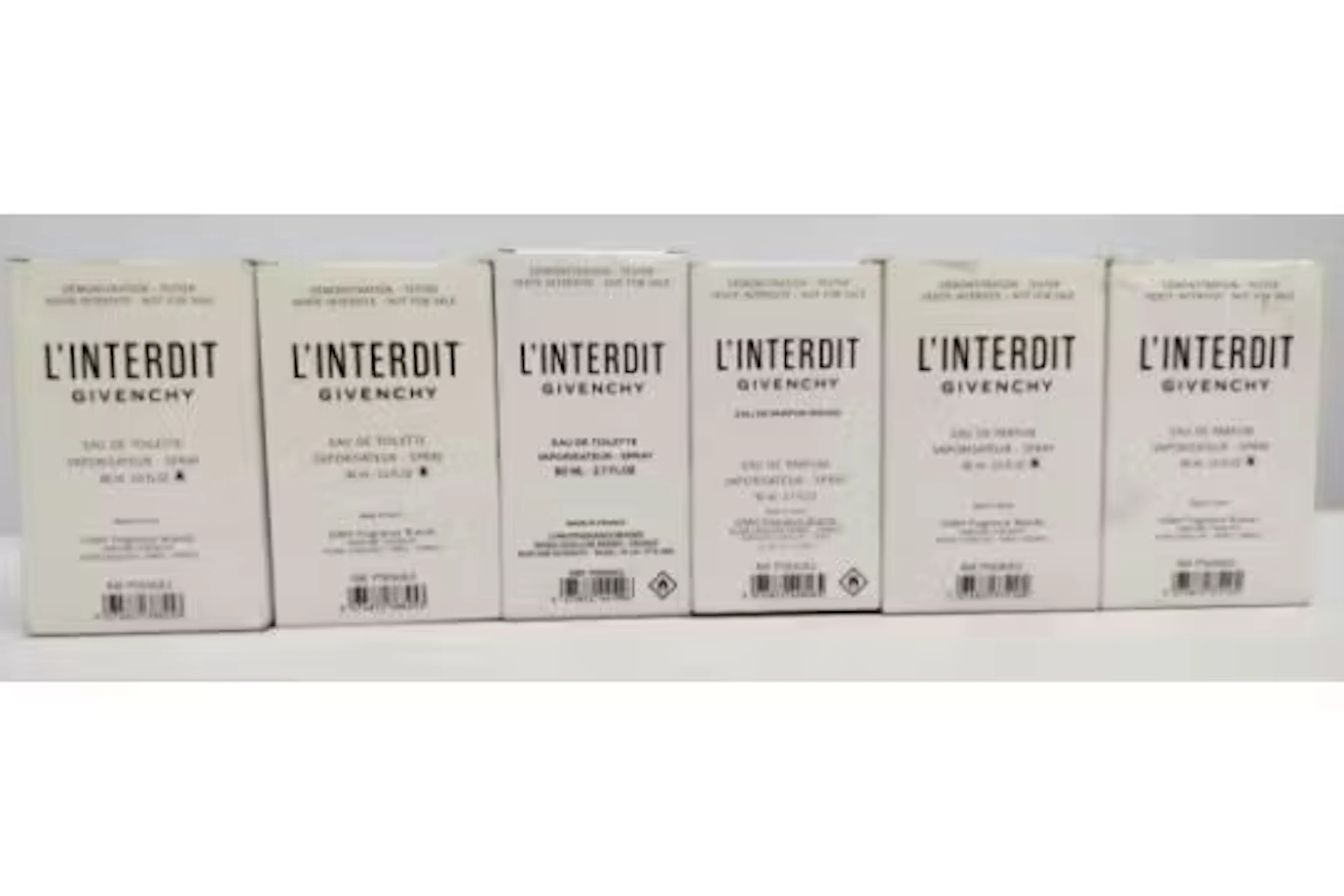 Six nearly new Givenchy eau de parfum/toilette 80ml testers and related