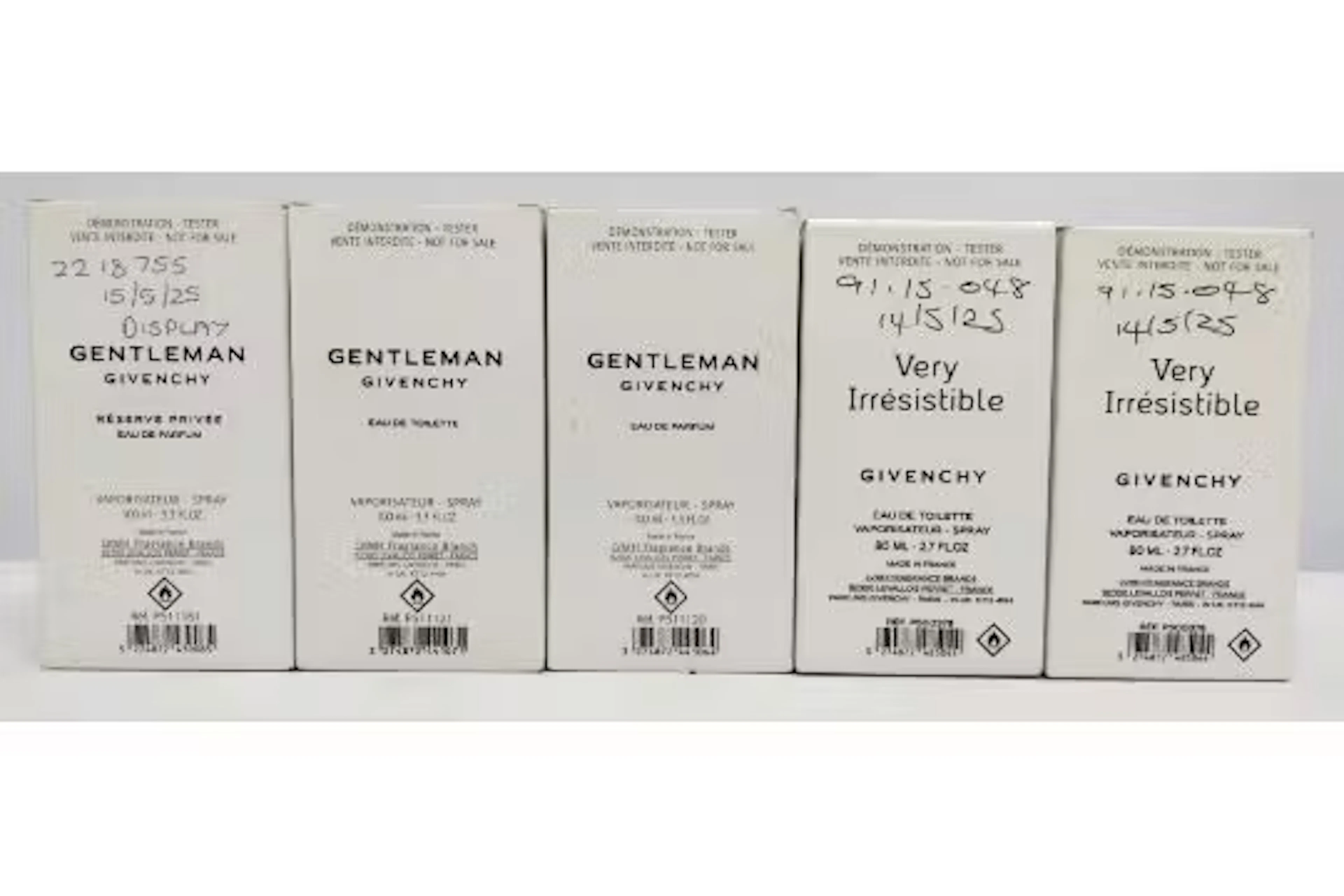 Five nearly new Givenchy eau de parfum/toilette 100ml testers and