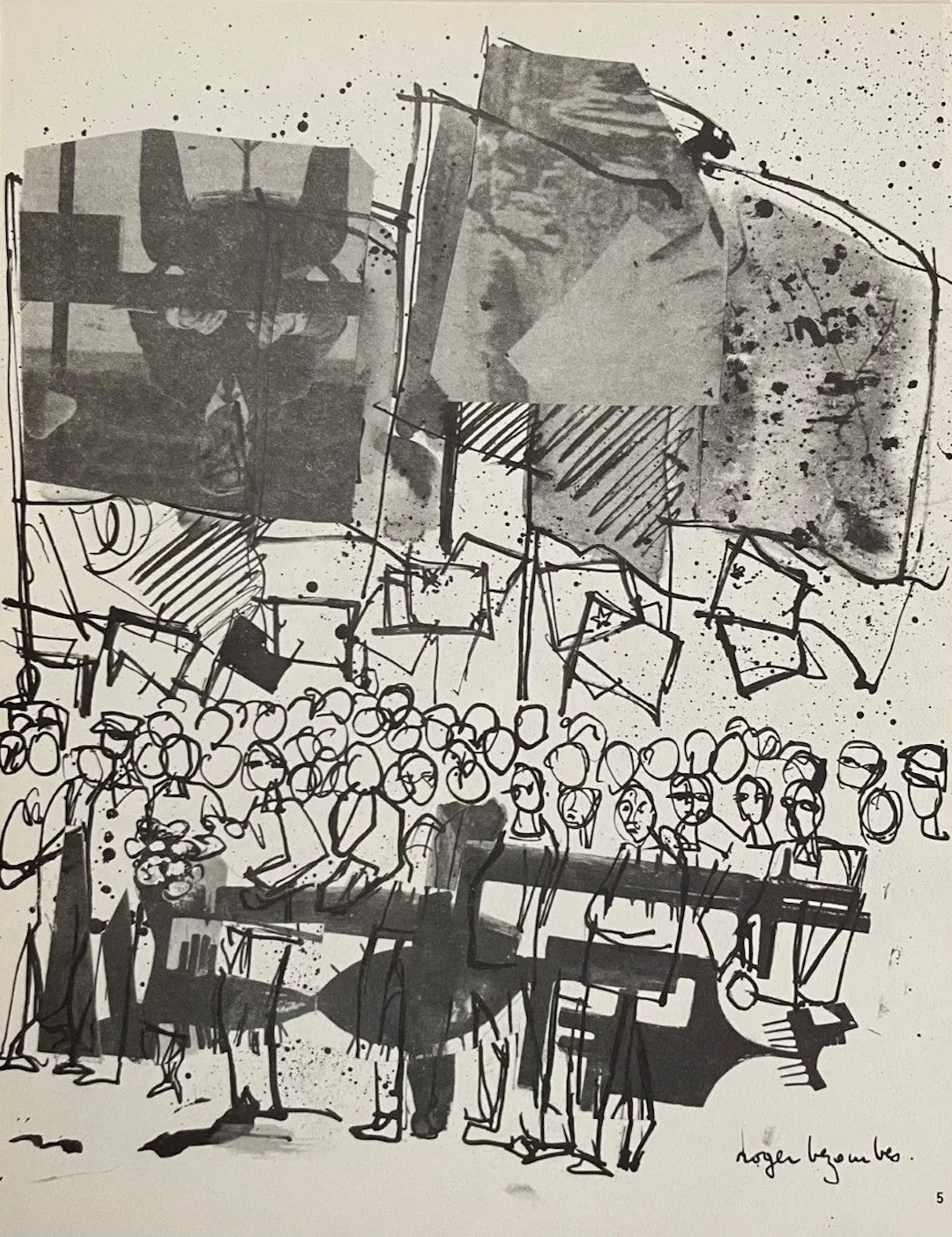 BEZOMBES Roger (1913 - 1994) "THE GATHERING Lithograph signed lower
