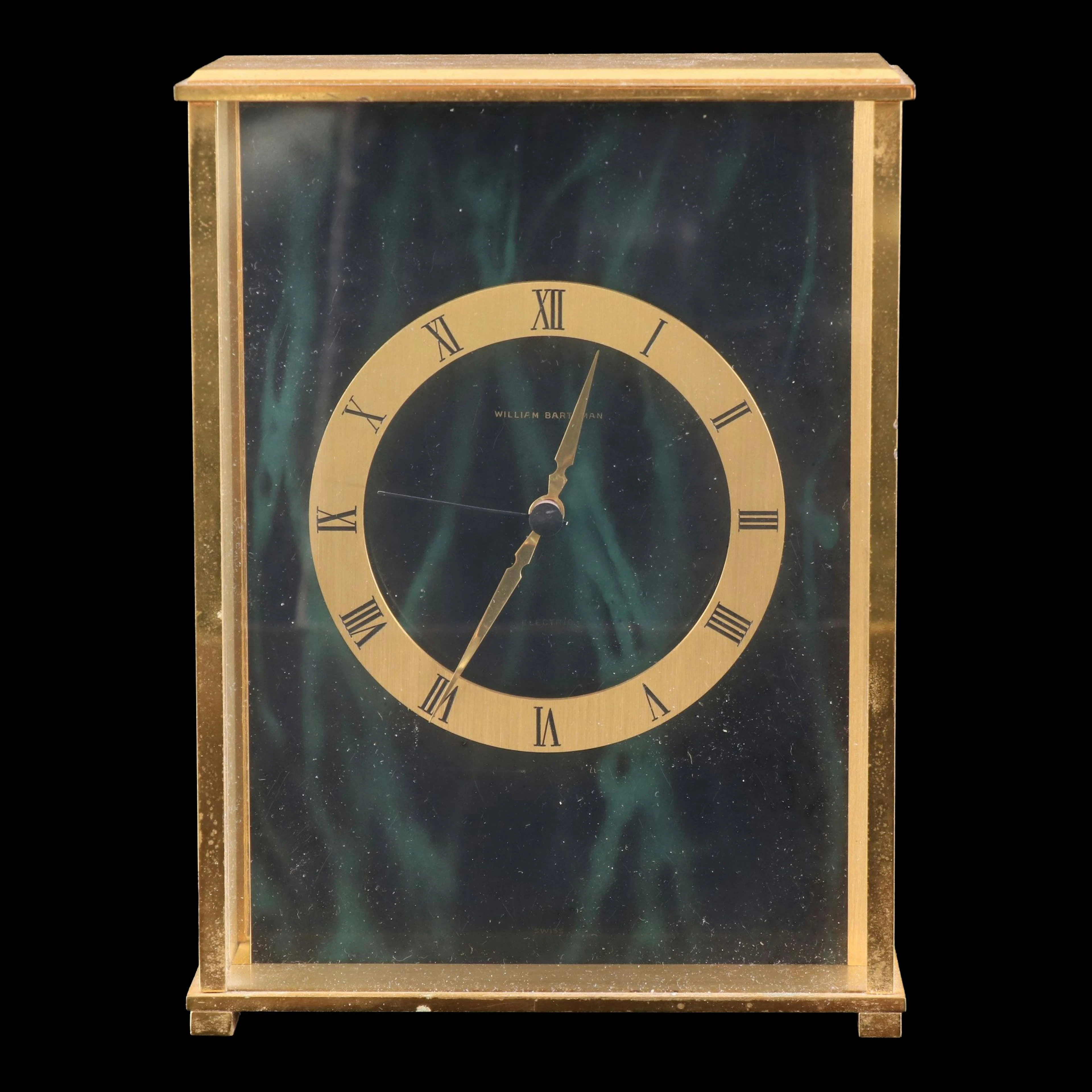 William Bartman Brass Finish Minimalist Shelf Clock