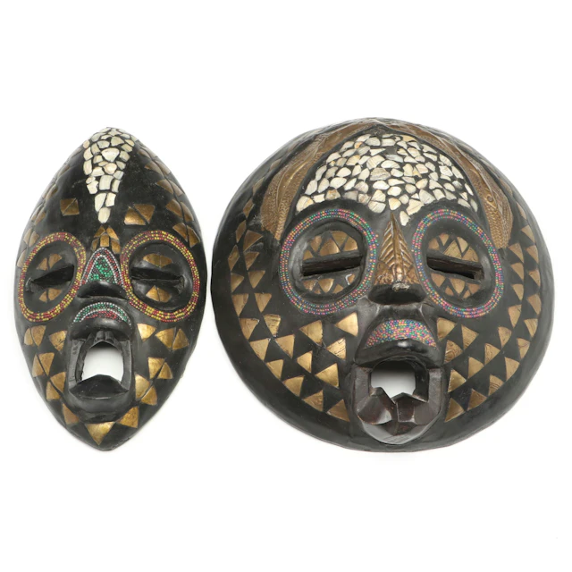 Ghanaian Ashanti Hand-Carved Wooden Masks
