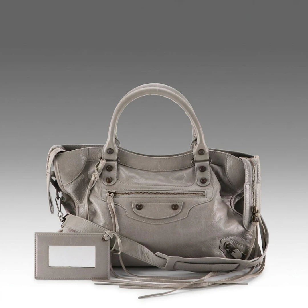 Balenciaga Le City Bag in Gris Pyrite Lambskin Leather