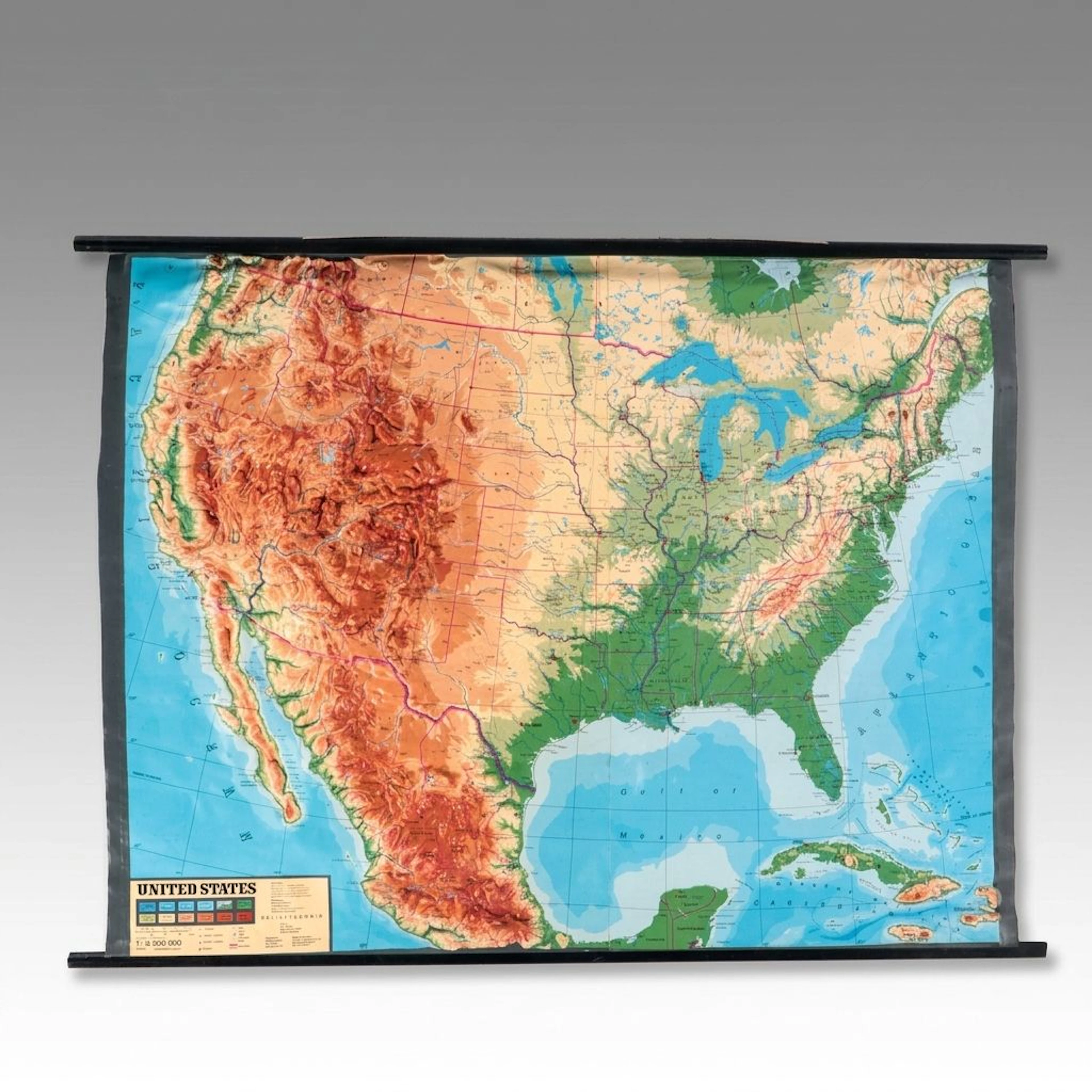 Ernst Knoll Relief-Technik Pull-Down Relief Map "United States"