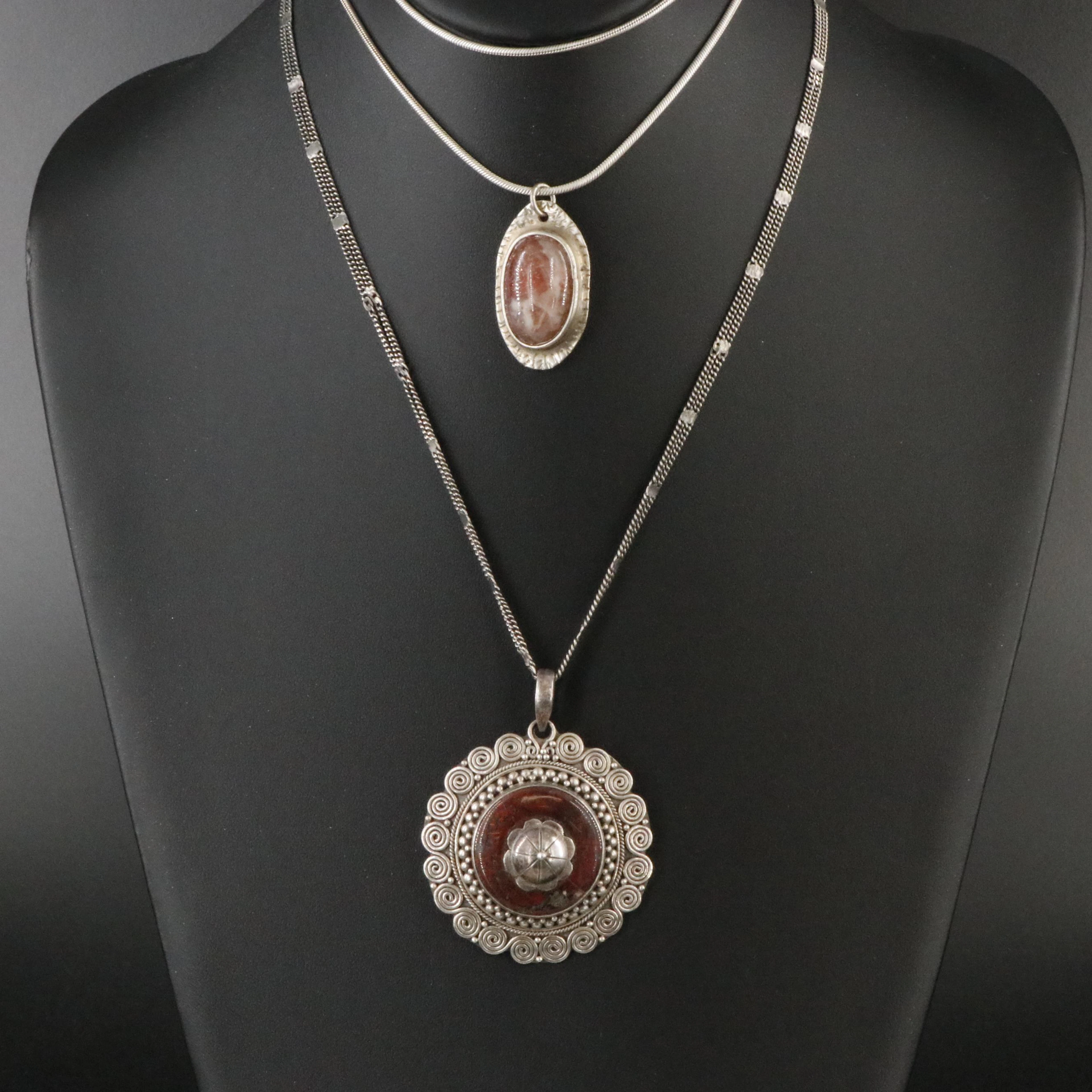 Jasper and Sunstone Necklaces Including Sterling