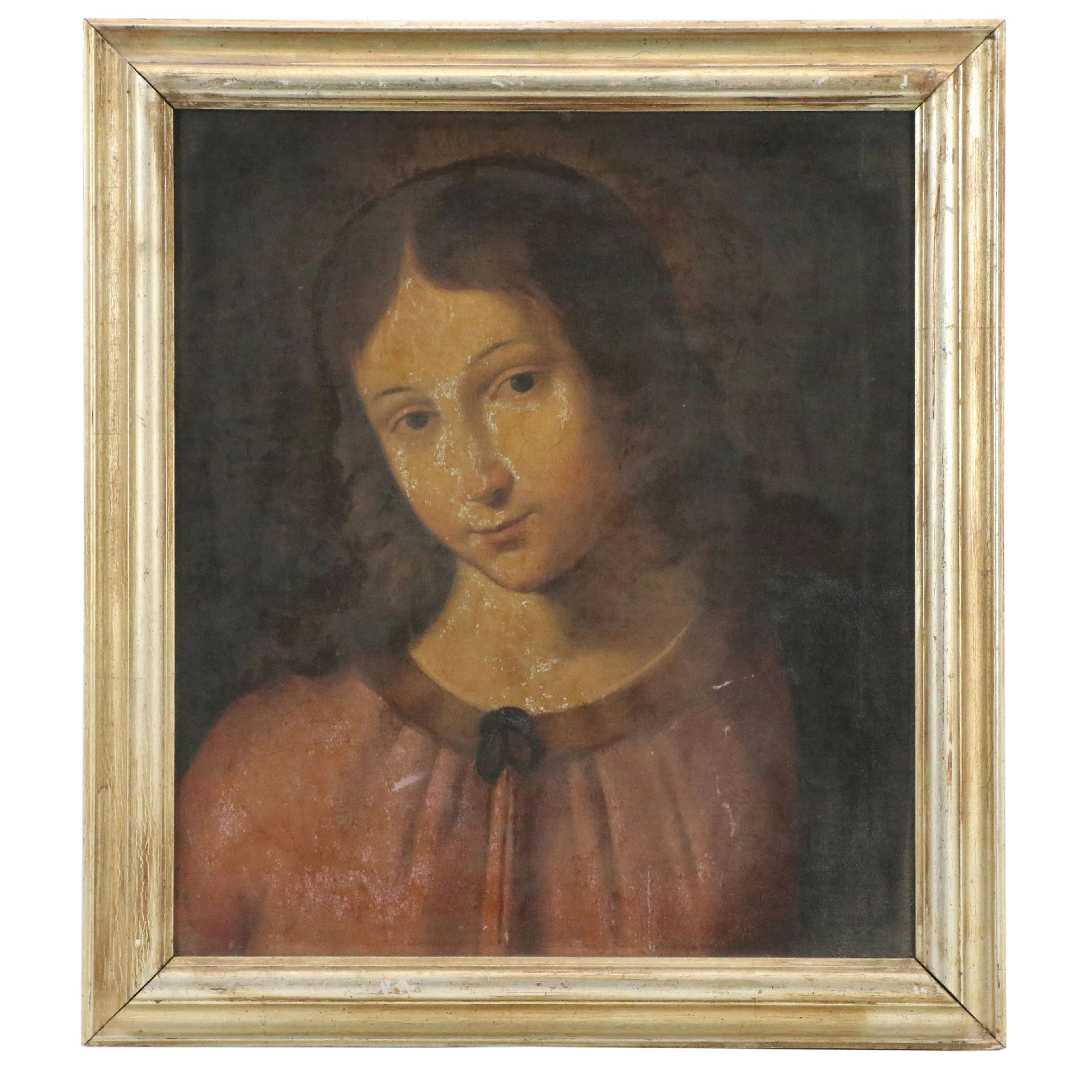 Continental School Renaissance Revival Portrait Oil Painting, 19th Century