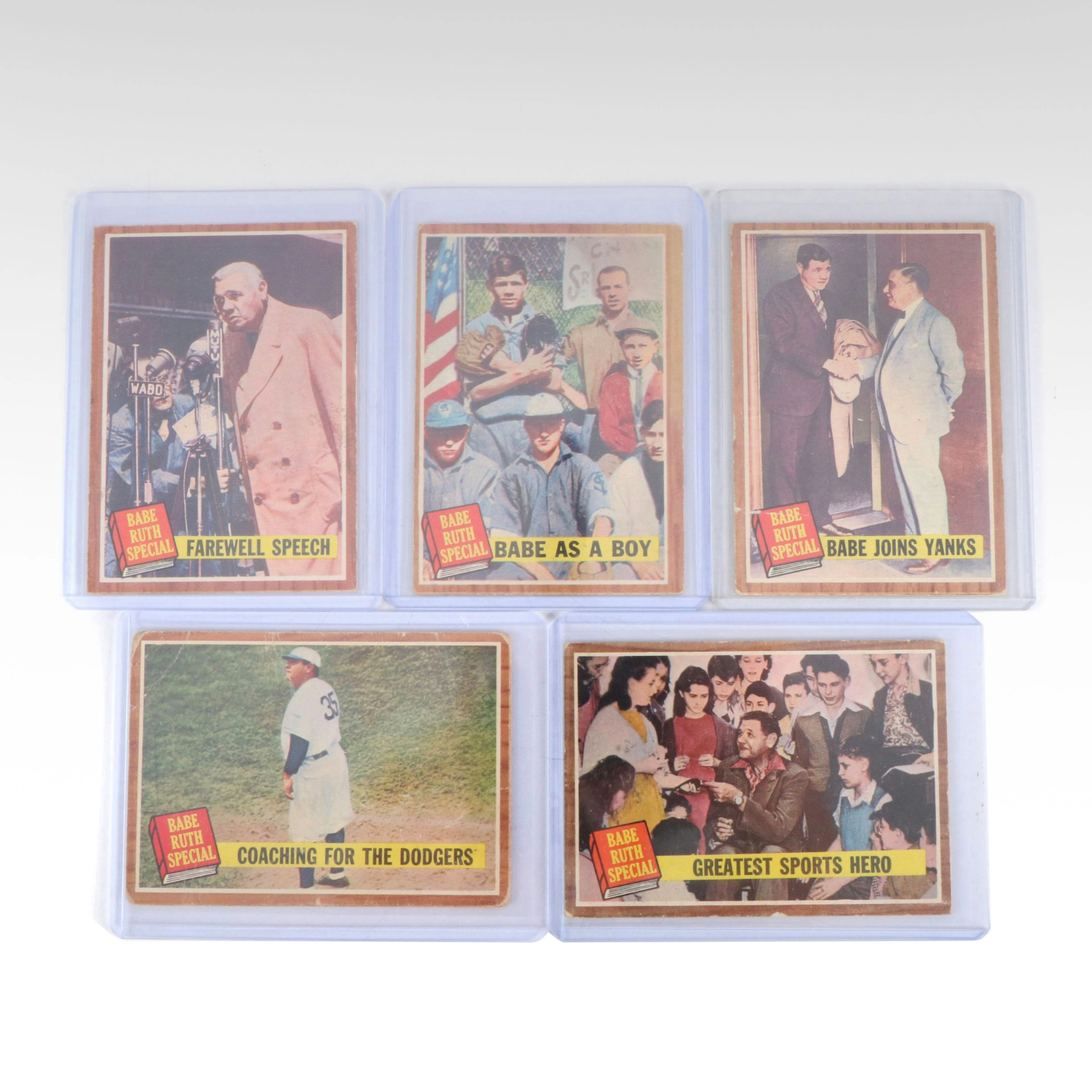 Five 1962 Topps Babe Ruth Baseball Cards