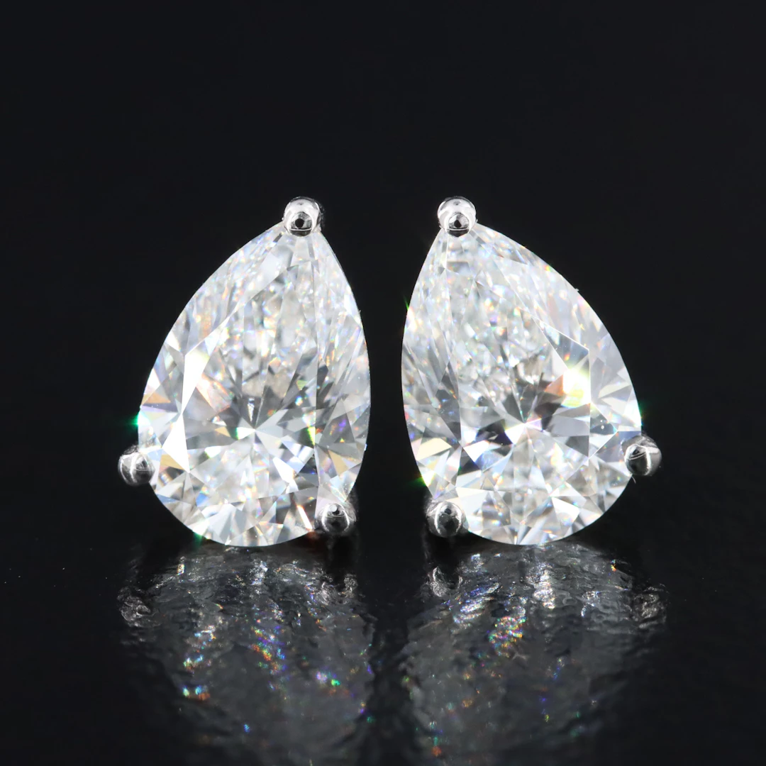 14K 3.04 CTW Lab Grown Diamond Solitaire Earrings with IGI Reports