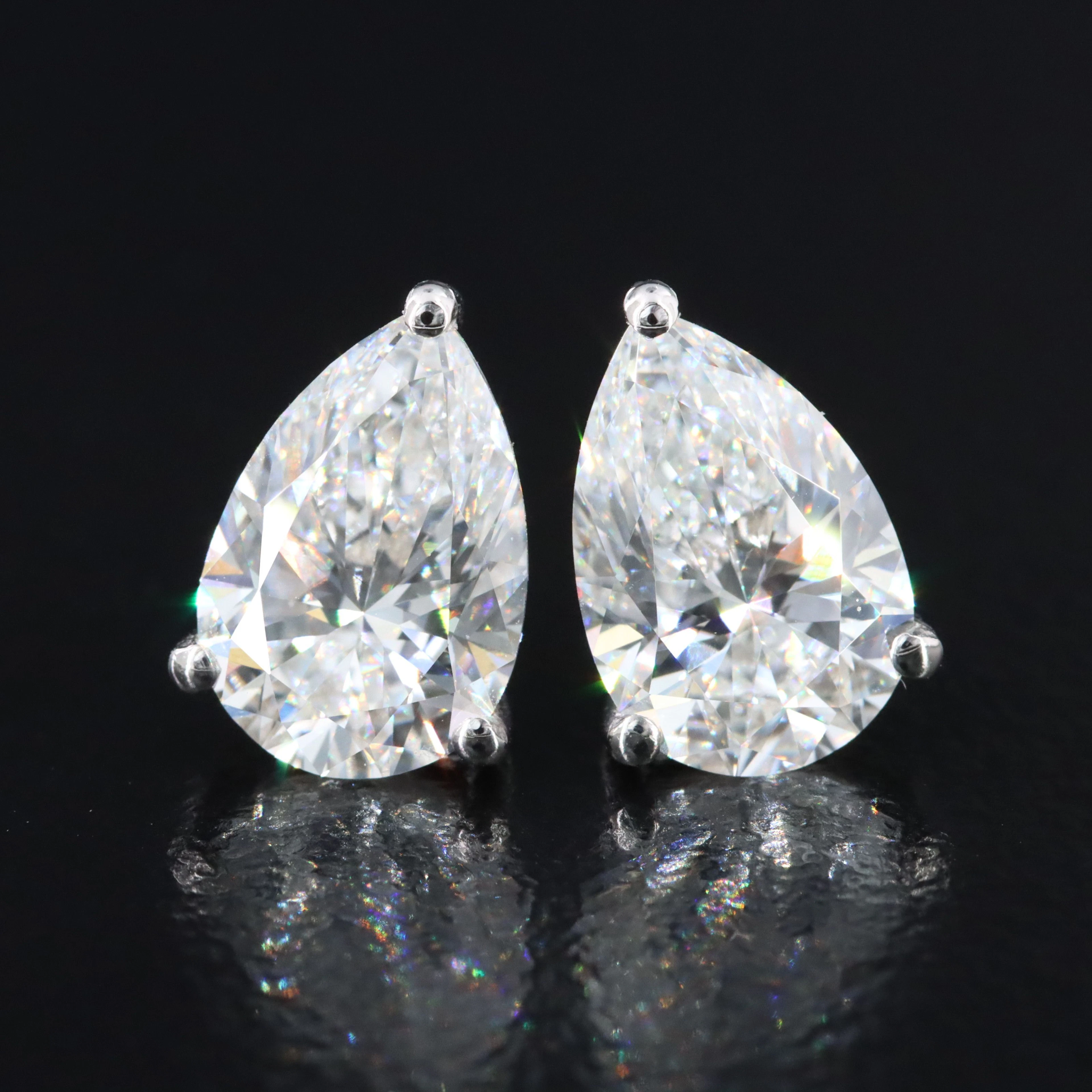 14K 3.04 CTW Lab Grown Diamond Solitaire Earrings with IGI Reports
