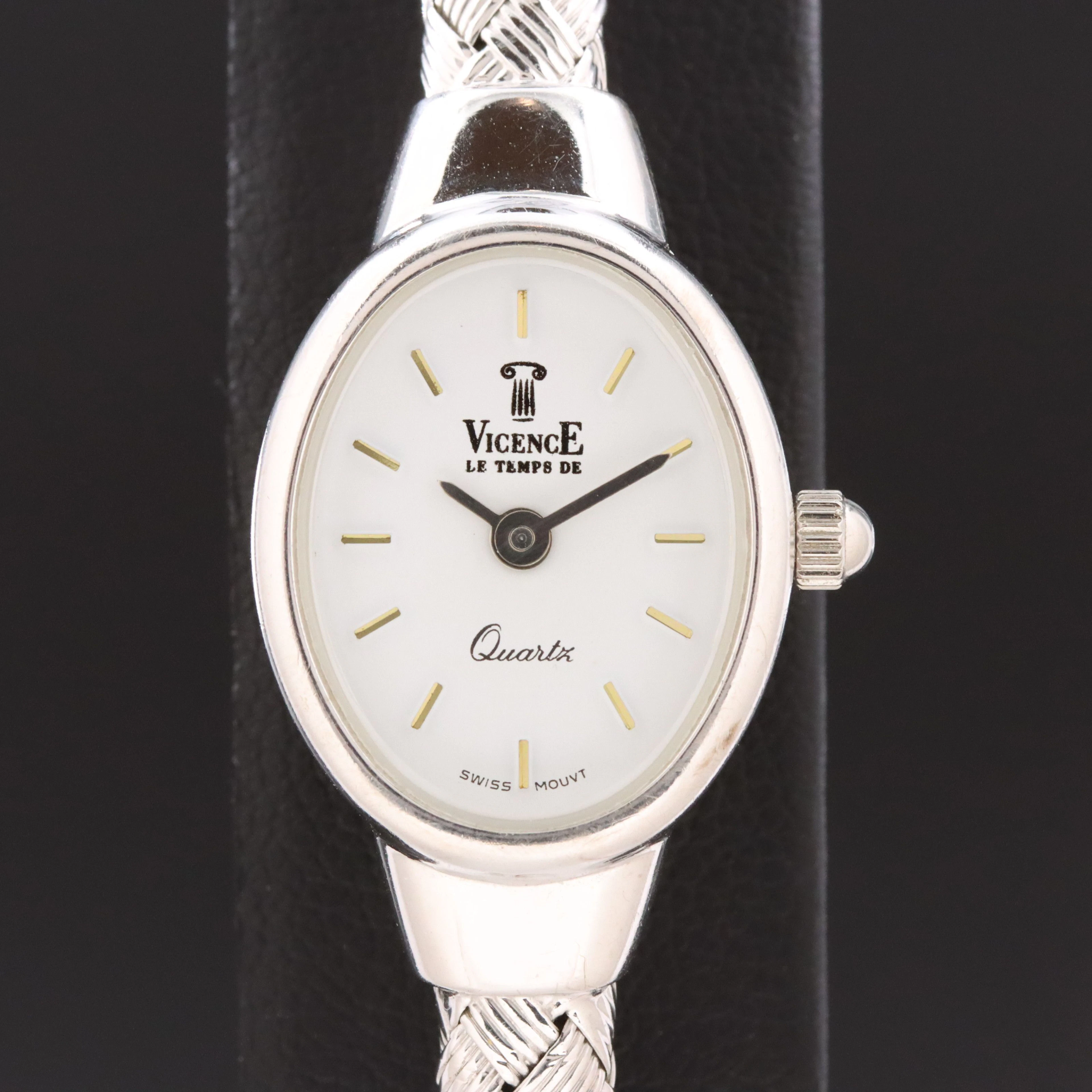 VicencE 14K Braided Mesh Bangle Swiss Quartz Watch