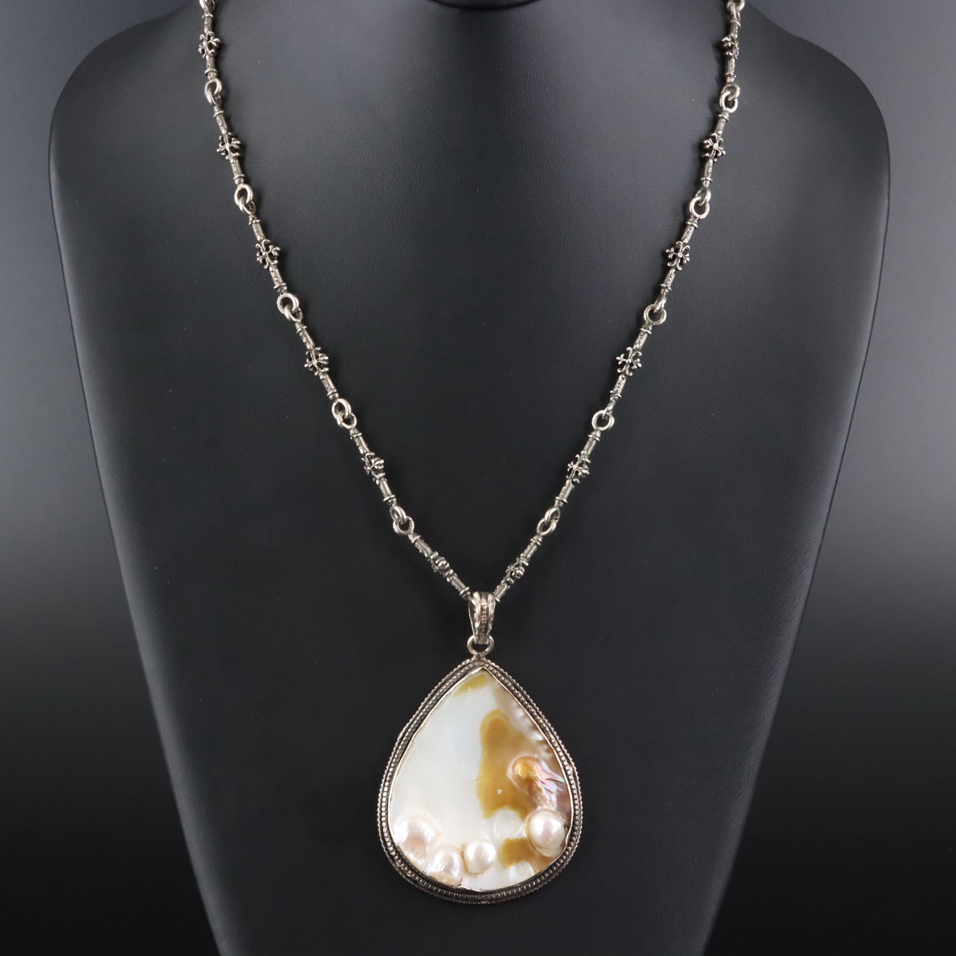 Sterling Mother-of-Pearl Pendant Necklace