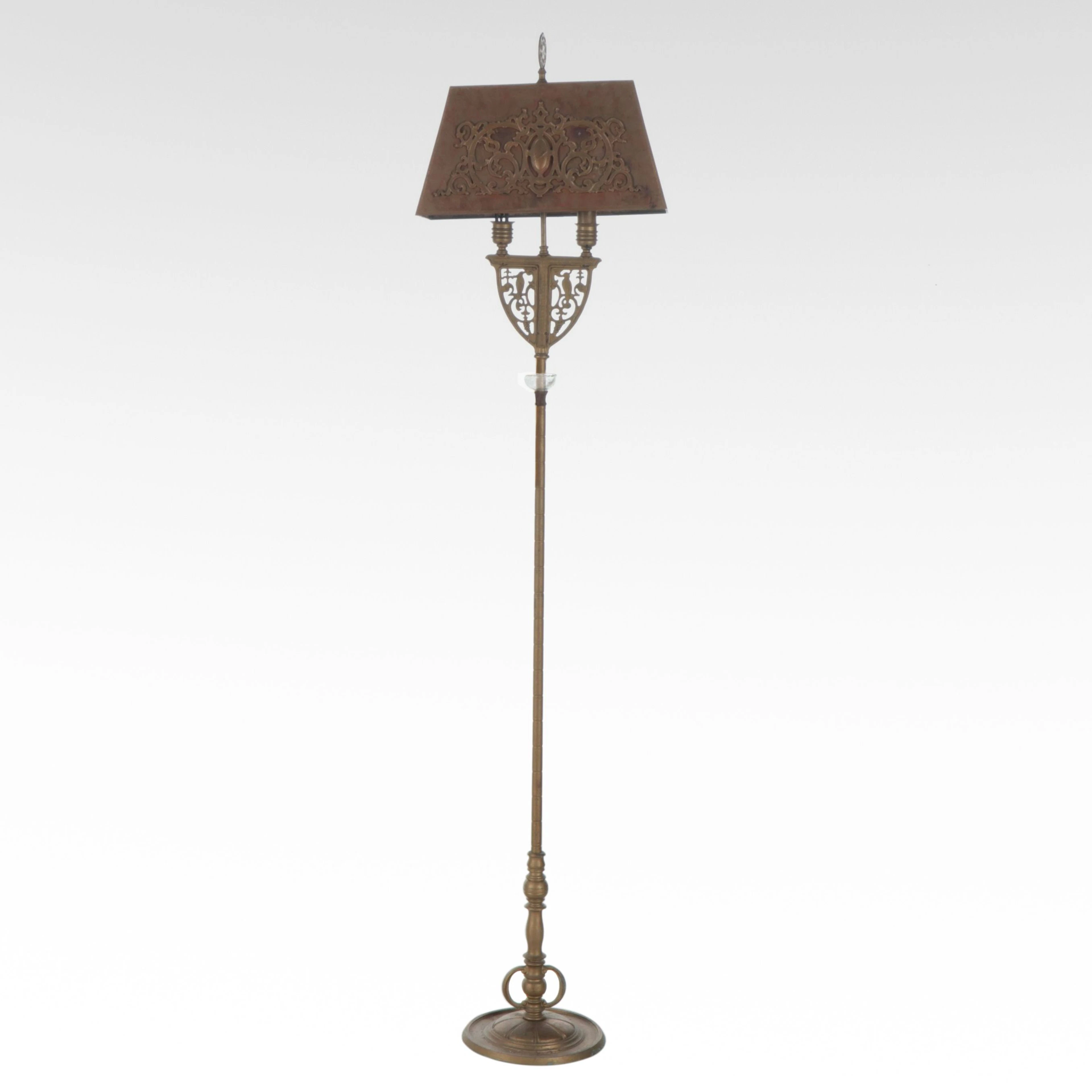 Spanish Style Ornate Brass Floor Lamp, Mid to Late 20th Century