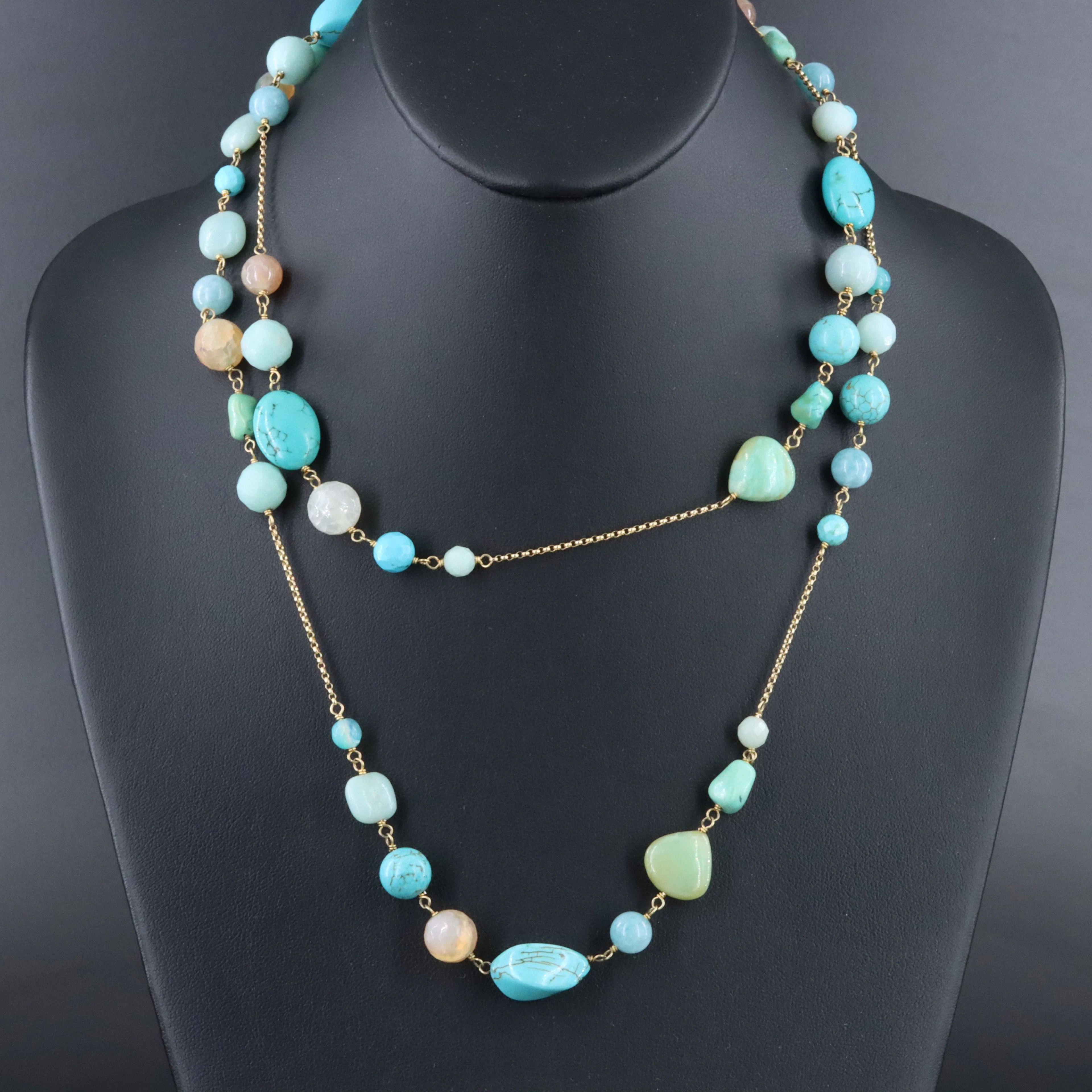 Sterling Necklace Including Magnesite, Turquoise and Agate