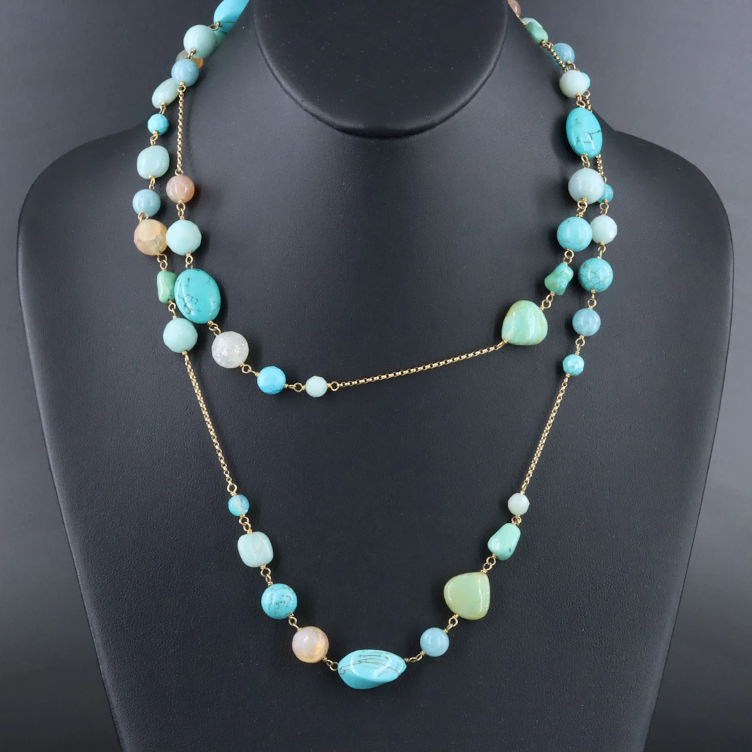 Sterling Necklace Including Magnesite, Turquoise and Agate