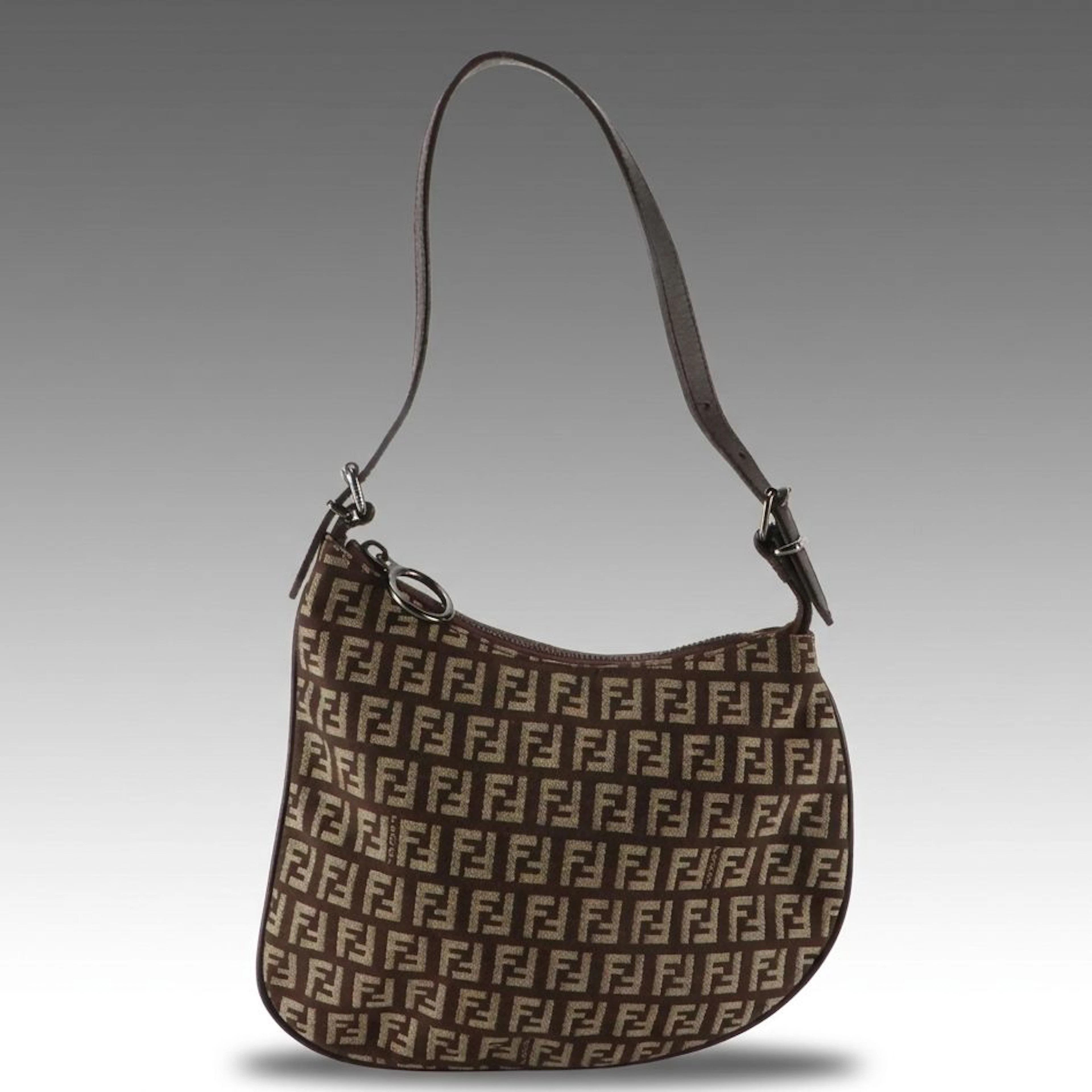Fendi Oyster Shoulder Bag 8BR248 in Zucchino Jacquard Canvas
