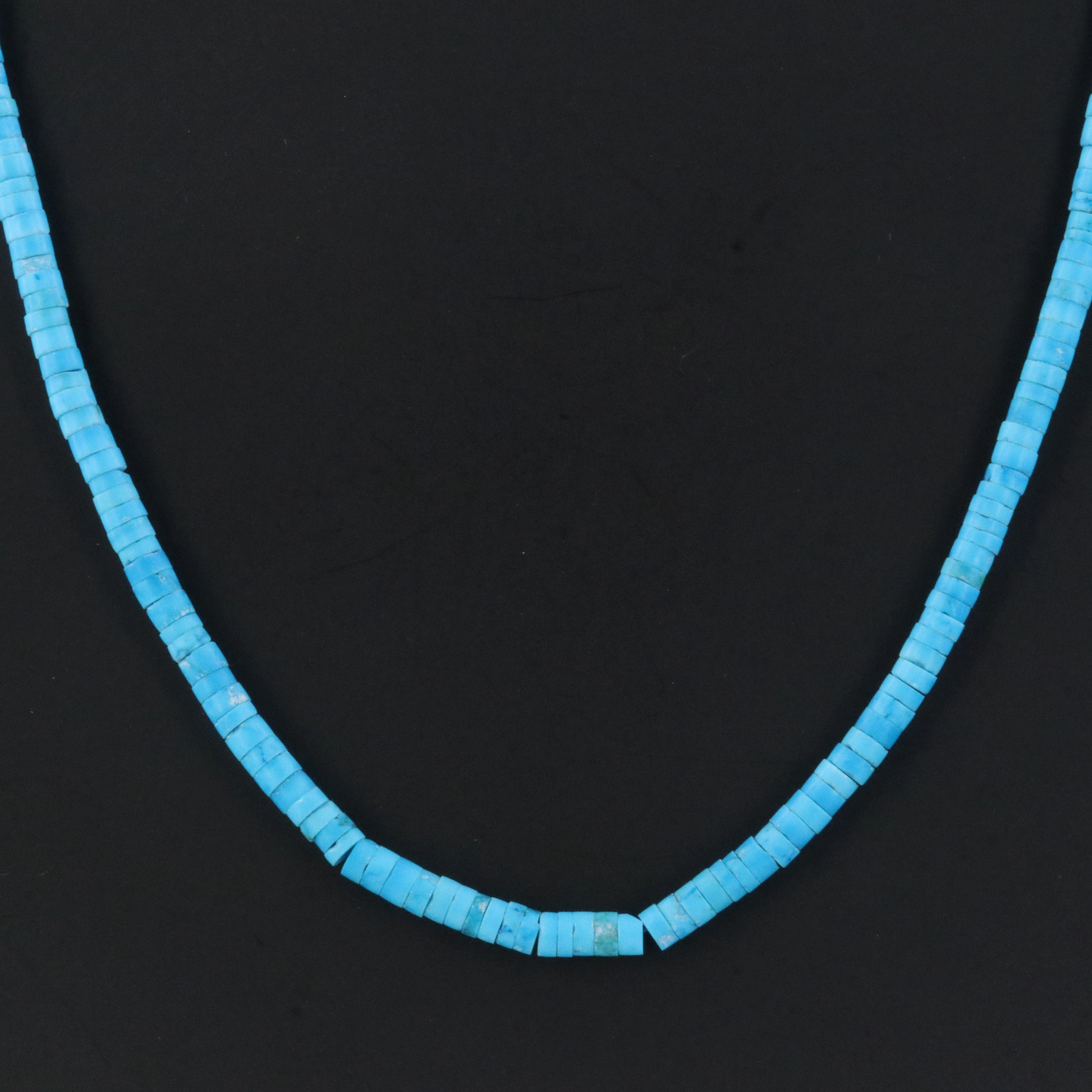 Faux Turquoise Bead Necklace with 14K Clasp