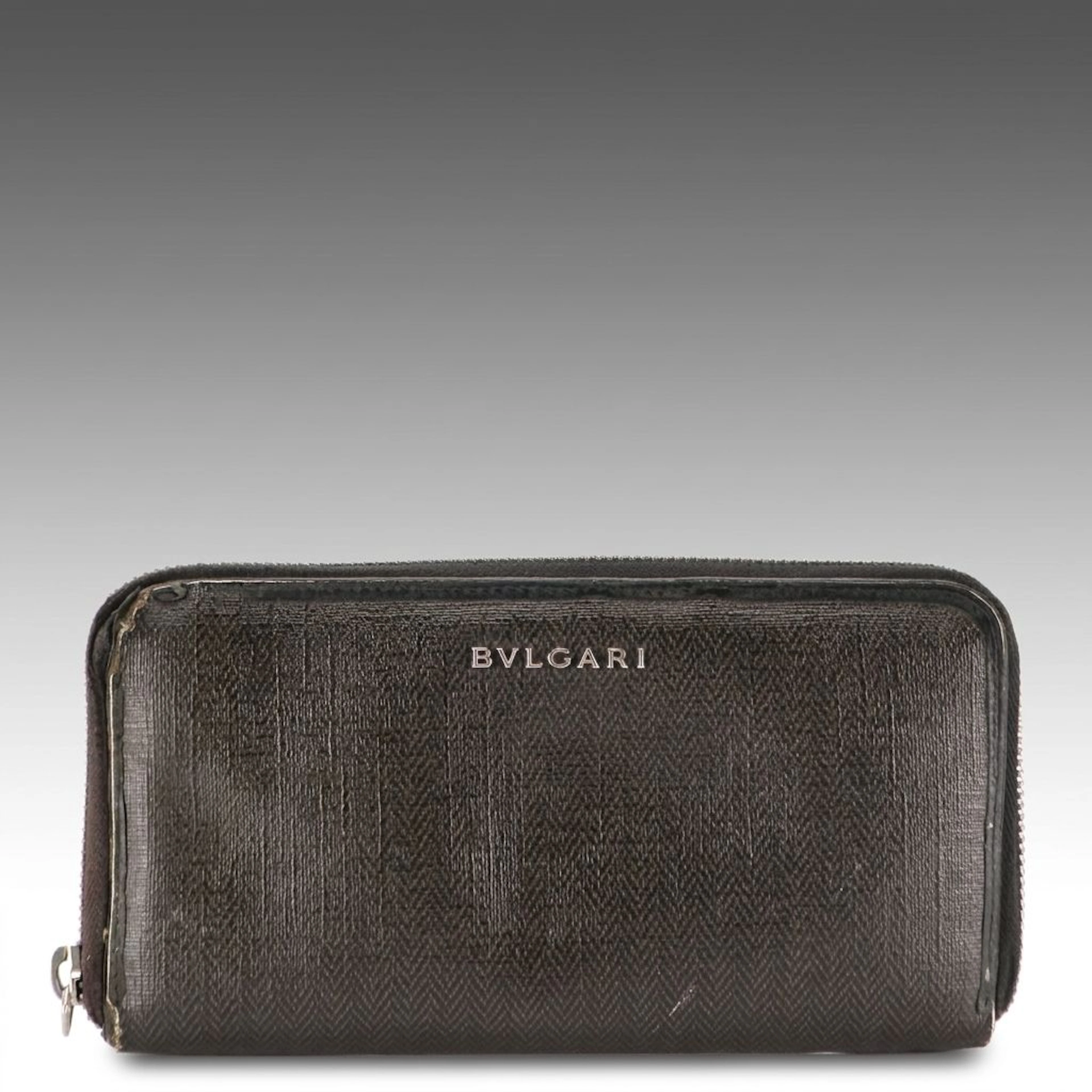 BVLGARI Textured Leather Zip-Around Wallet