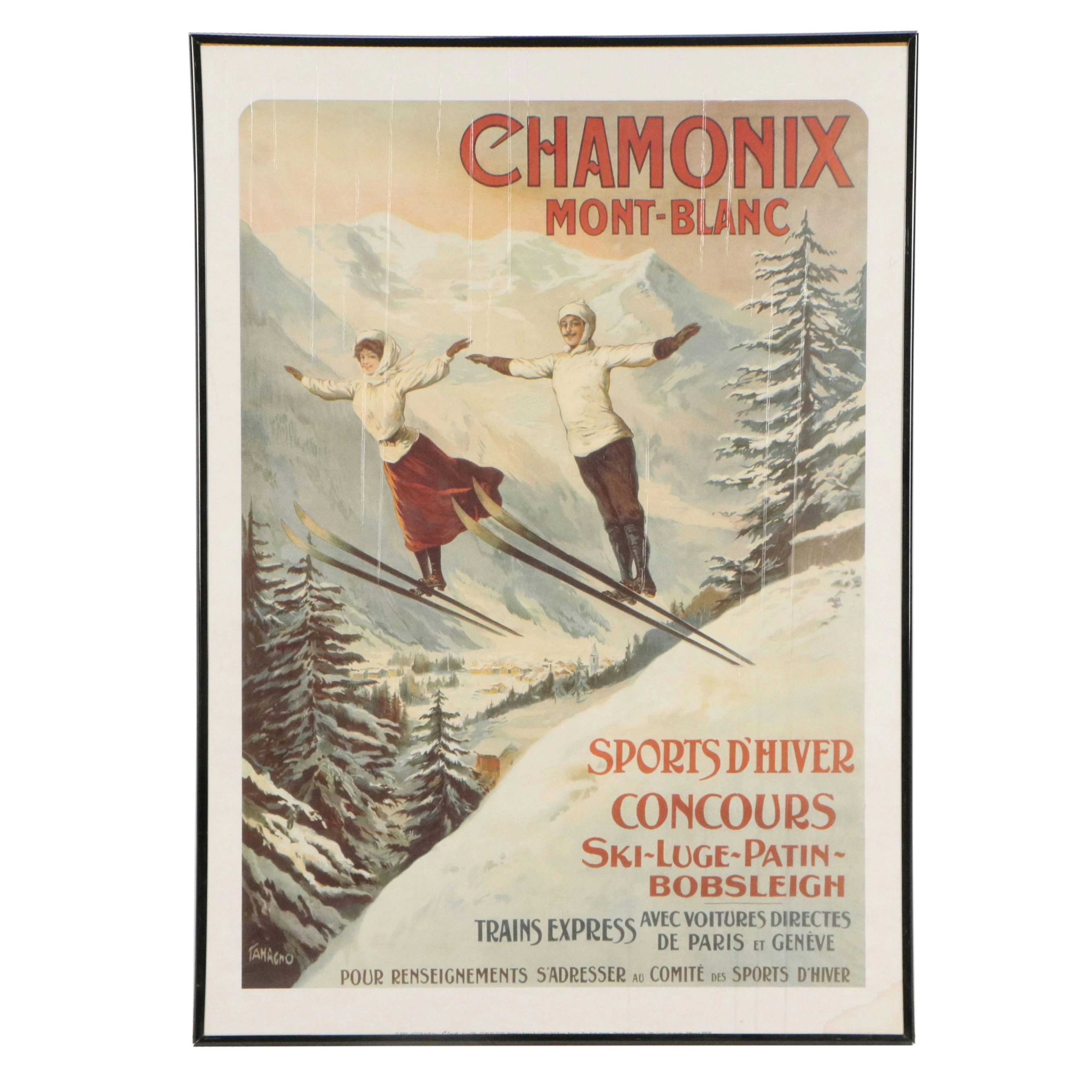 French Offset Lithograph Advertising Poster "Chamonix Mont - Blanc"