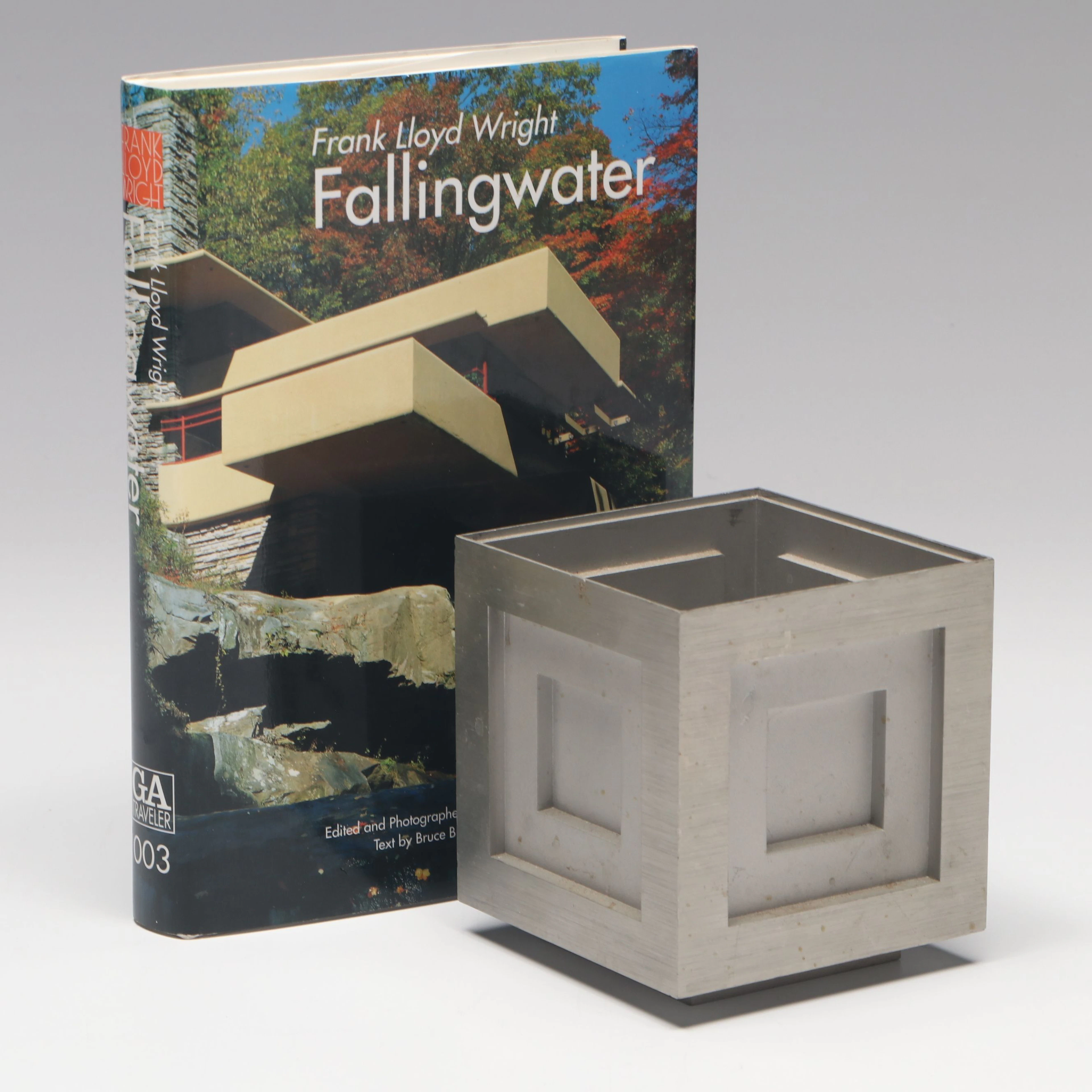 Historical Arts & Casting Frank Lloyd Wright "Four-Square Cube" Box with Book