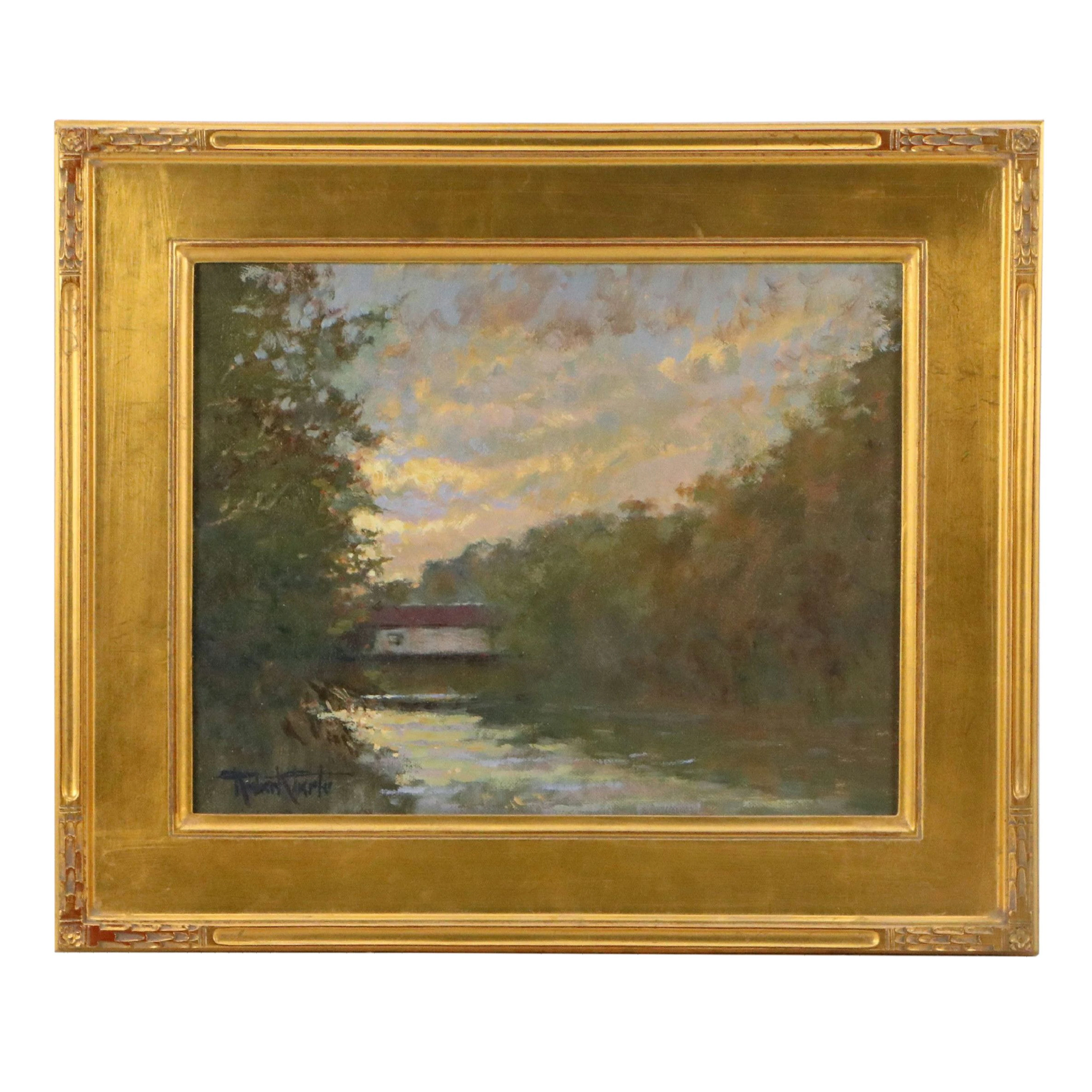 Robert Eberle Landscape Oil Painting "White River Magic"