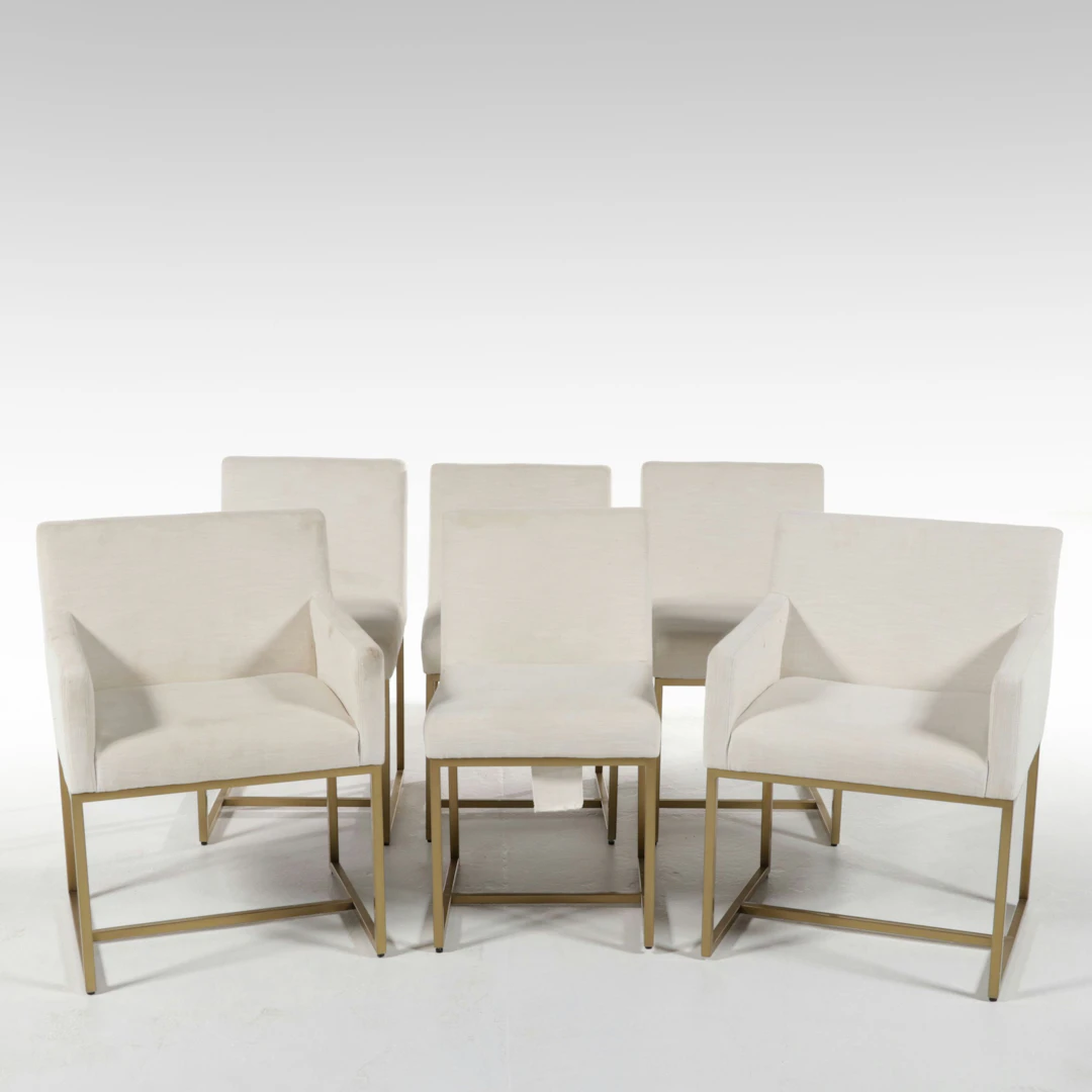 Set of Six Restoration Hardware "Emery" Upholstered Dining Chairs