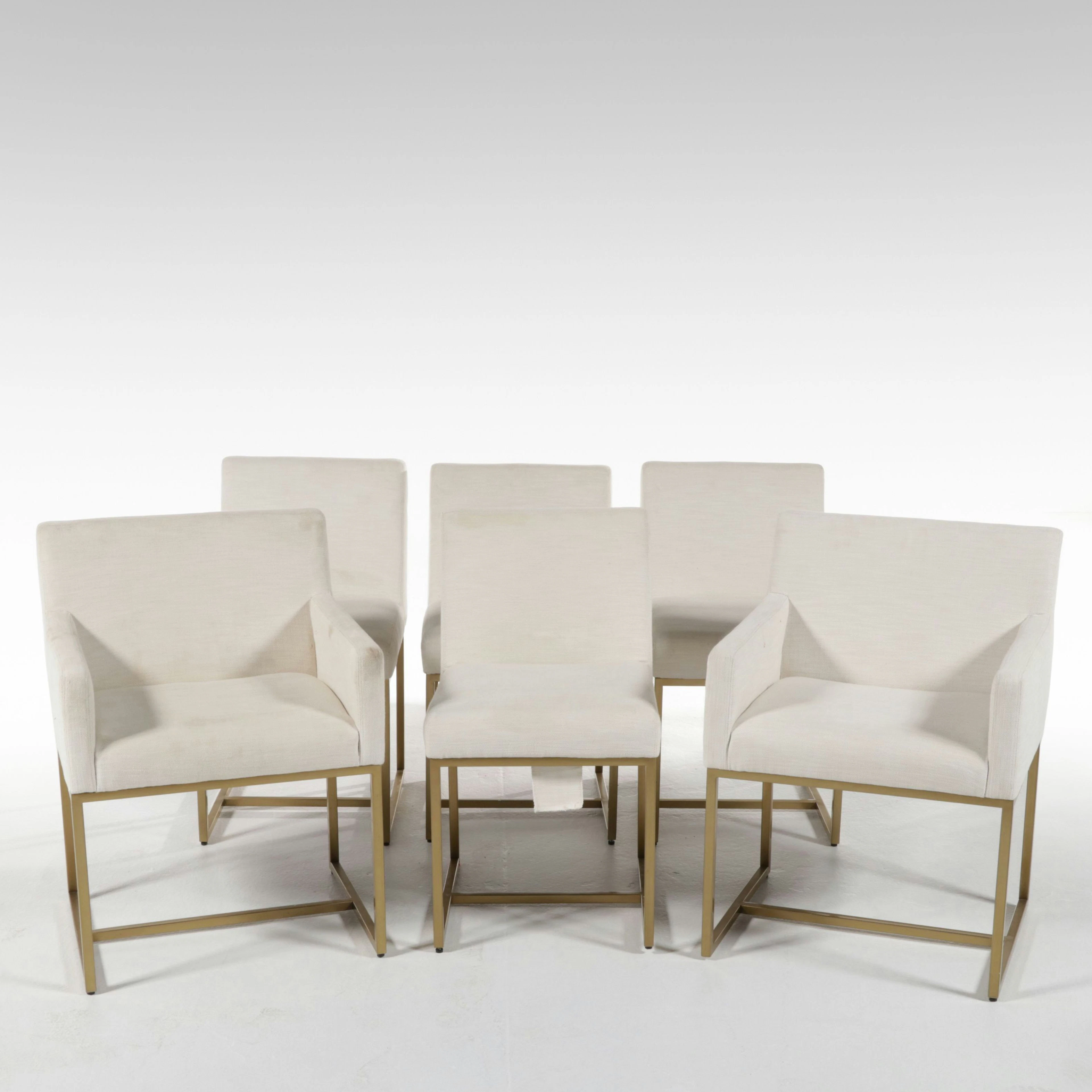Set of Six Restoration Hardware "Emery" Upholstered Dining Chairs
