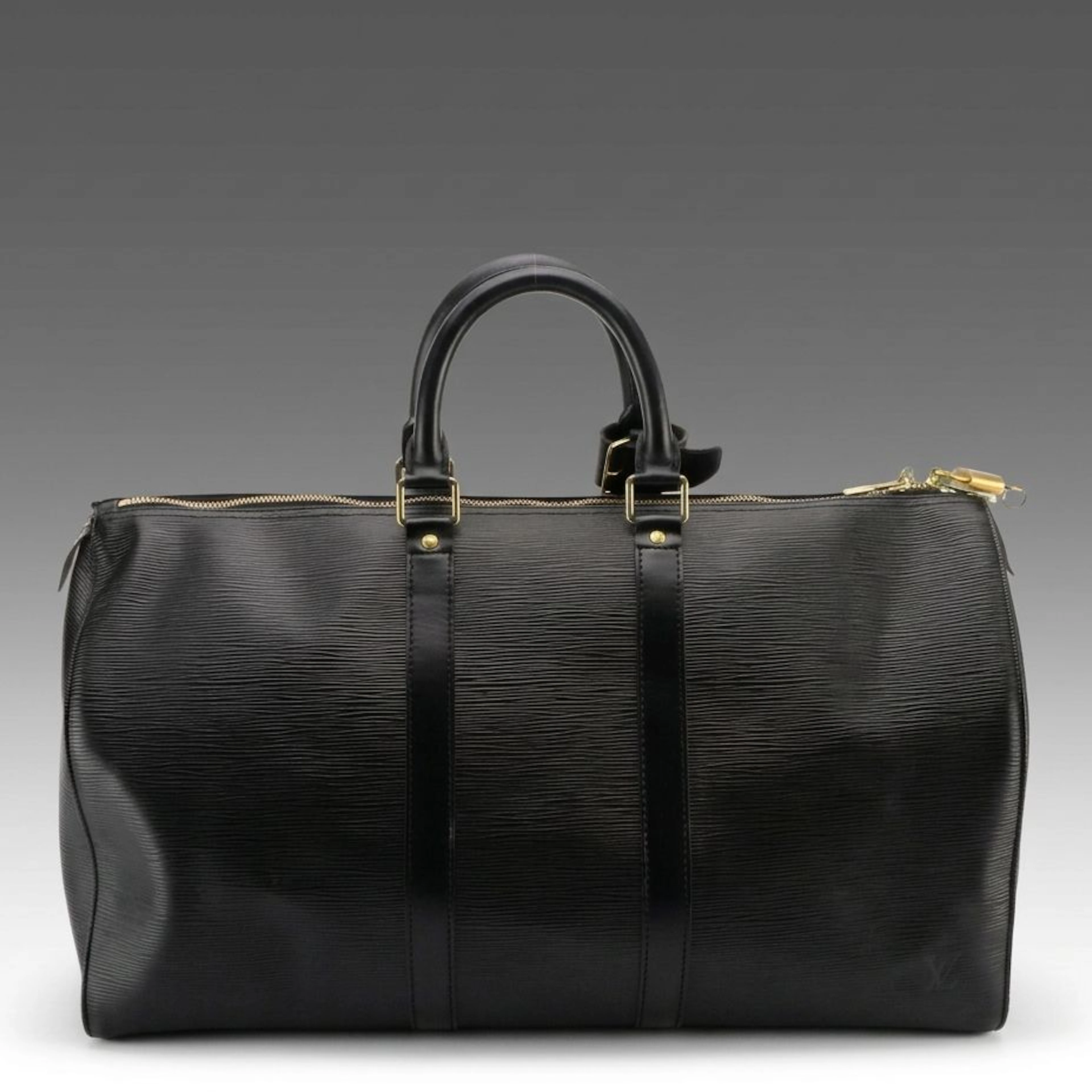 Louis Vuitton Keepall 45 in Black Epi and Smooth Leather