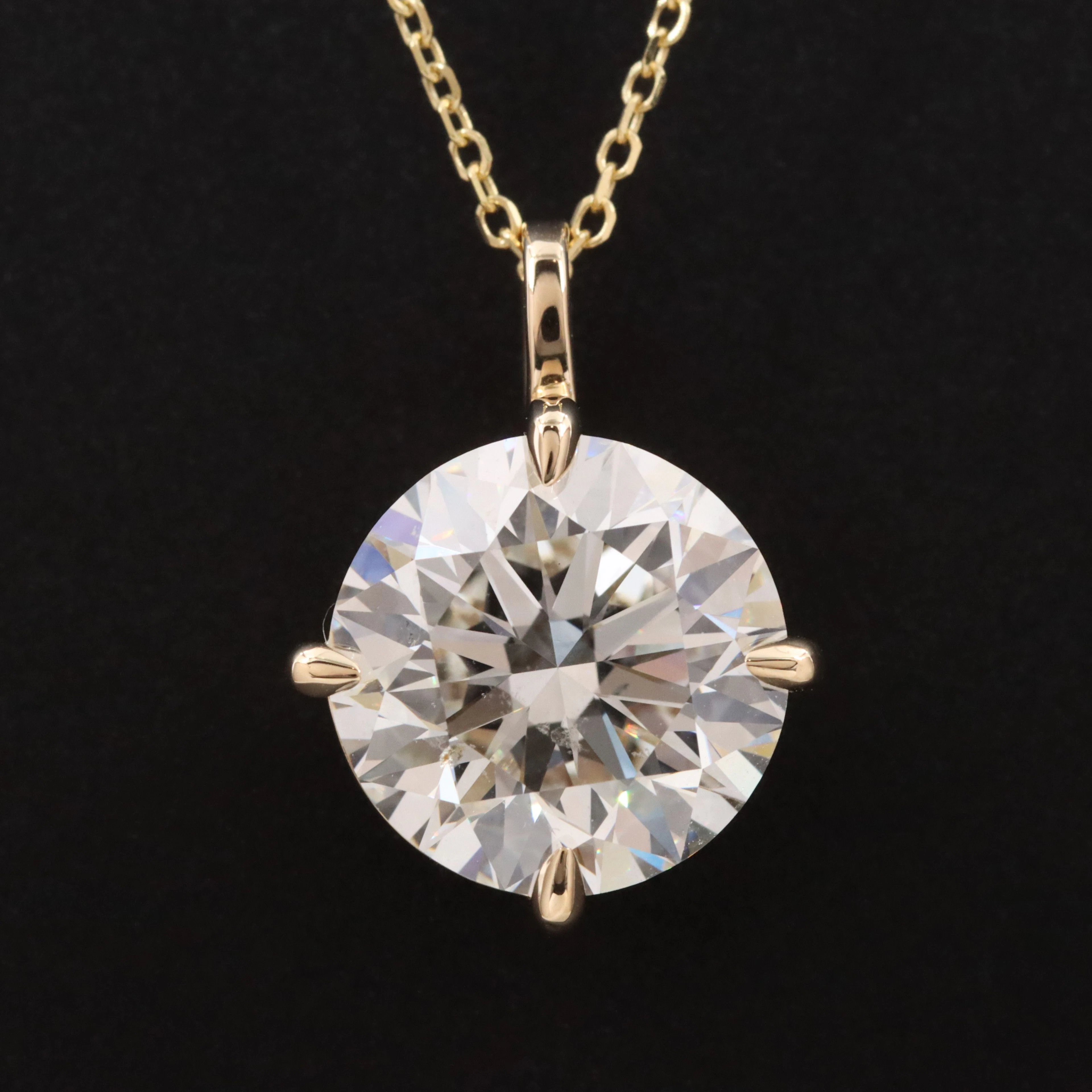 14K 4.07 CT Lab Grown Diamond Solitaire Pendant Necklace