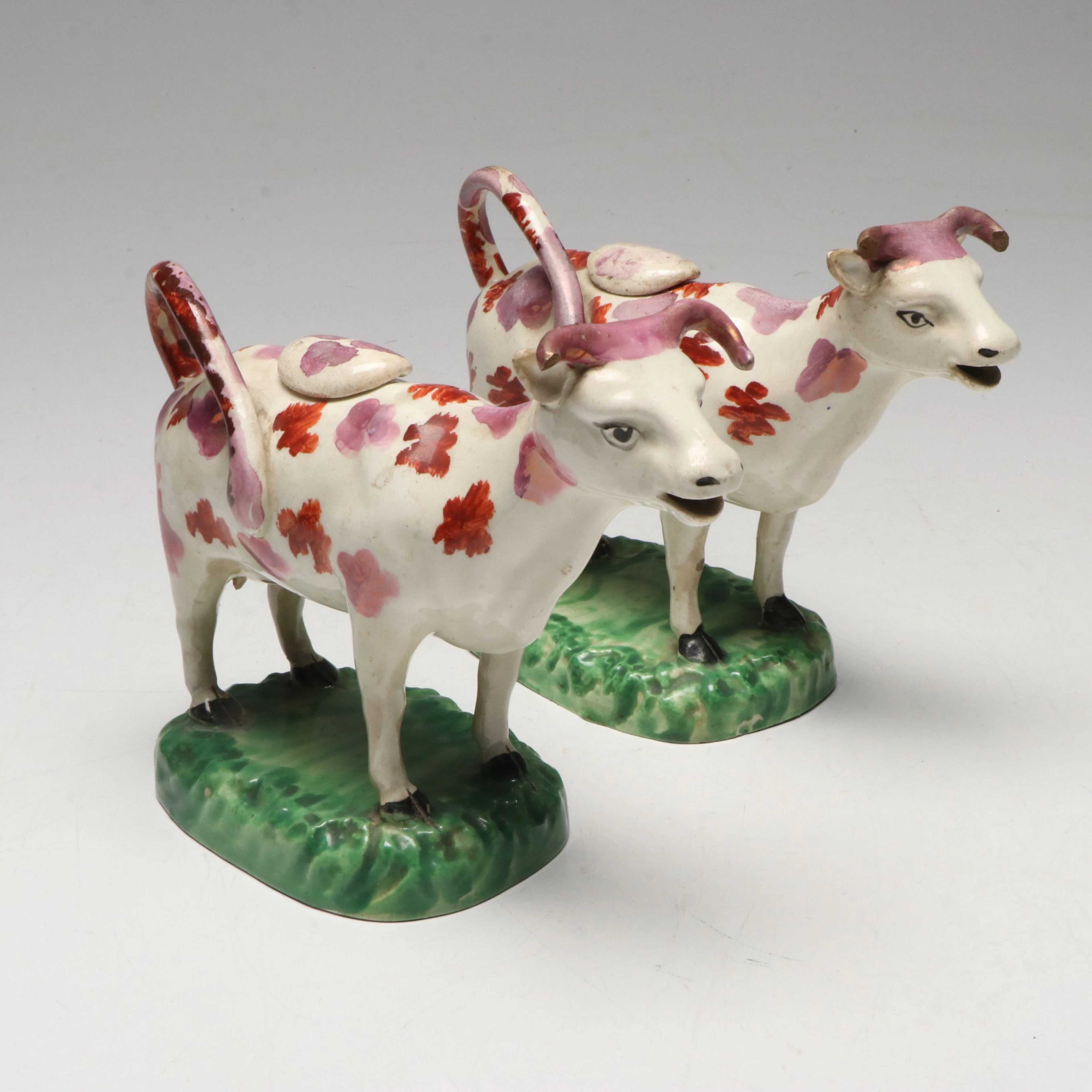 Polychrome Ceramic Figural Cow Creamers