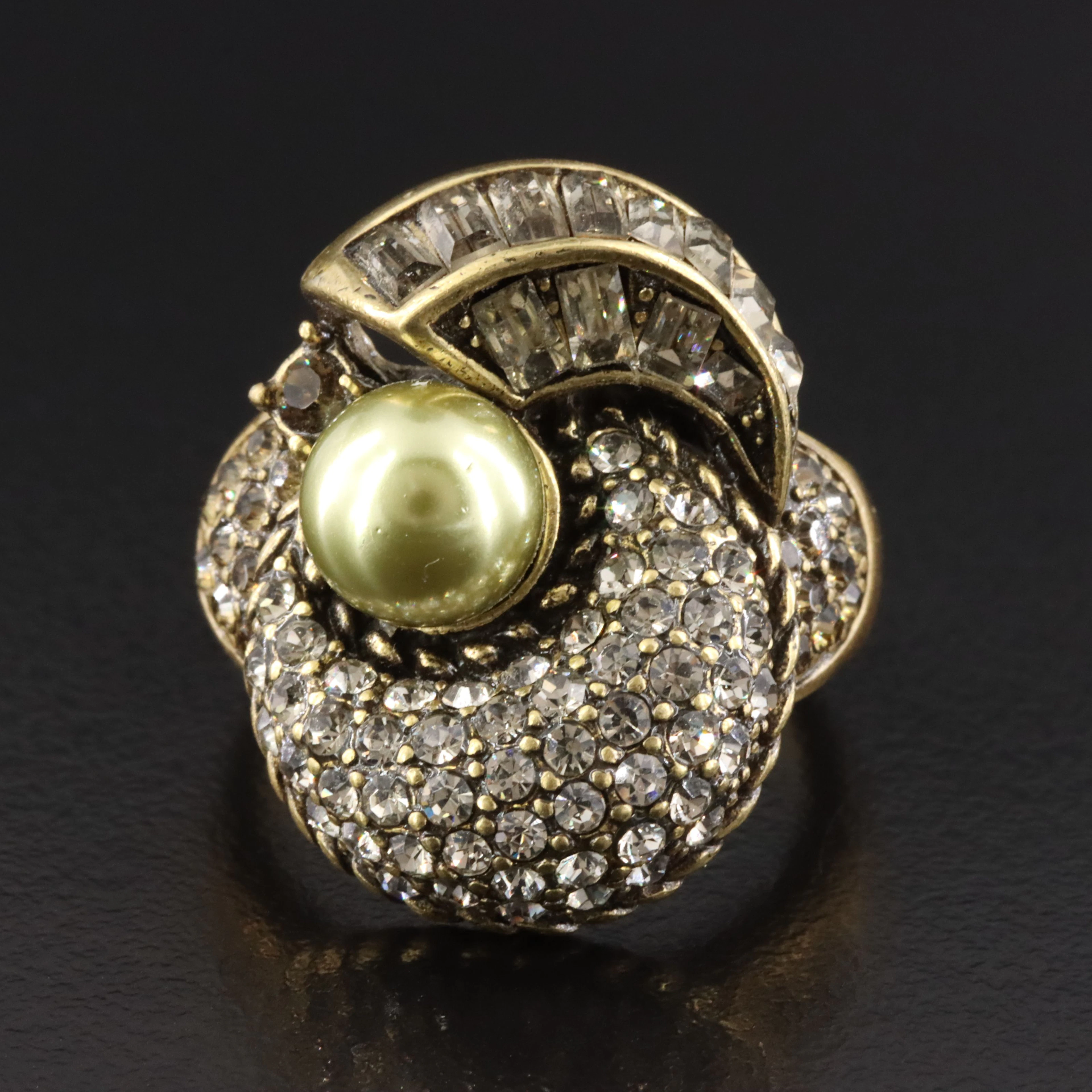 Heidi Daus Faux Pearl and Glass Ring
